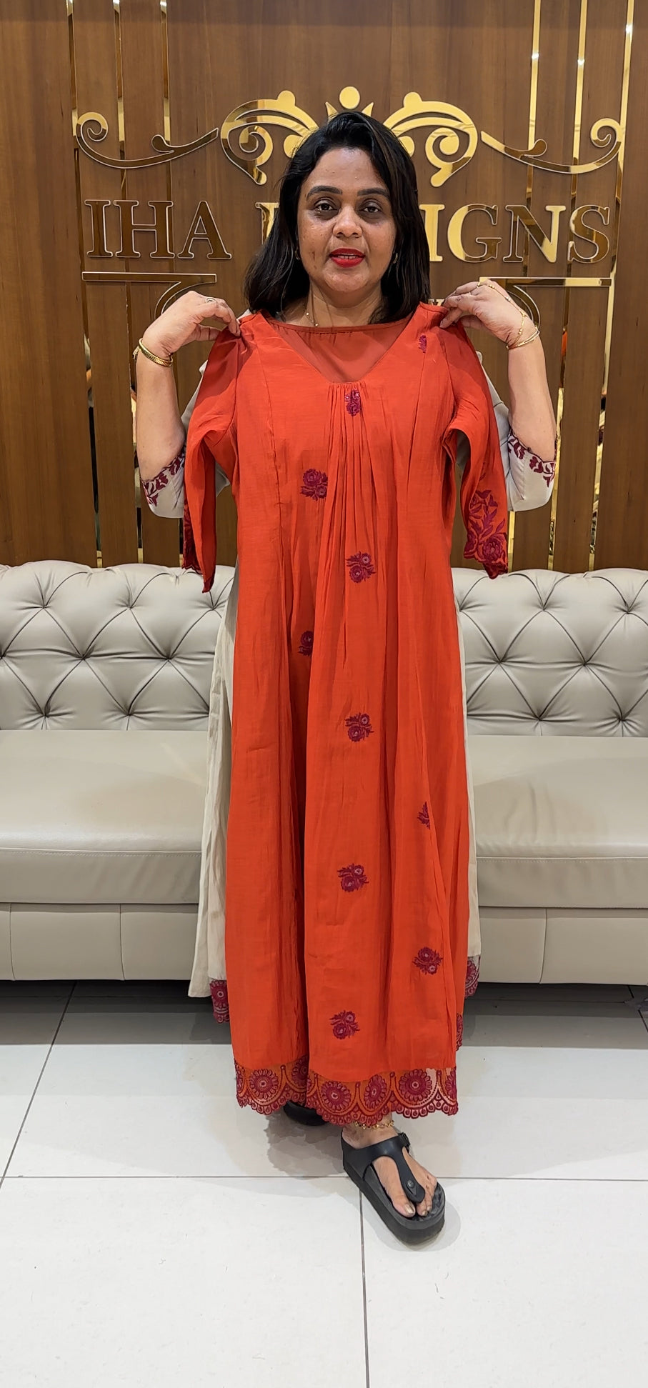 IHA'S IN-HOUSE MALAI CHANDERI ALINE TOPS - IHA 24629