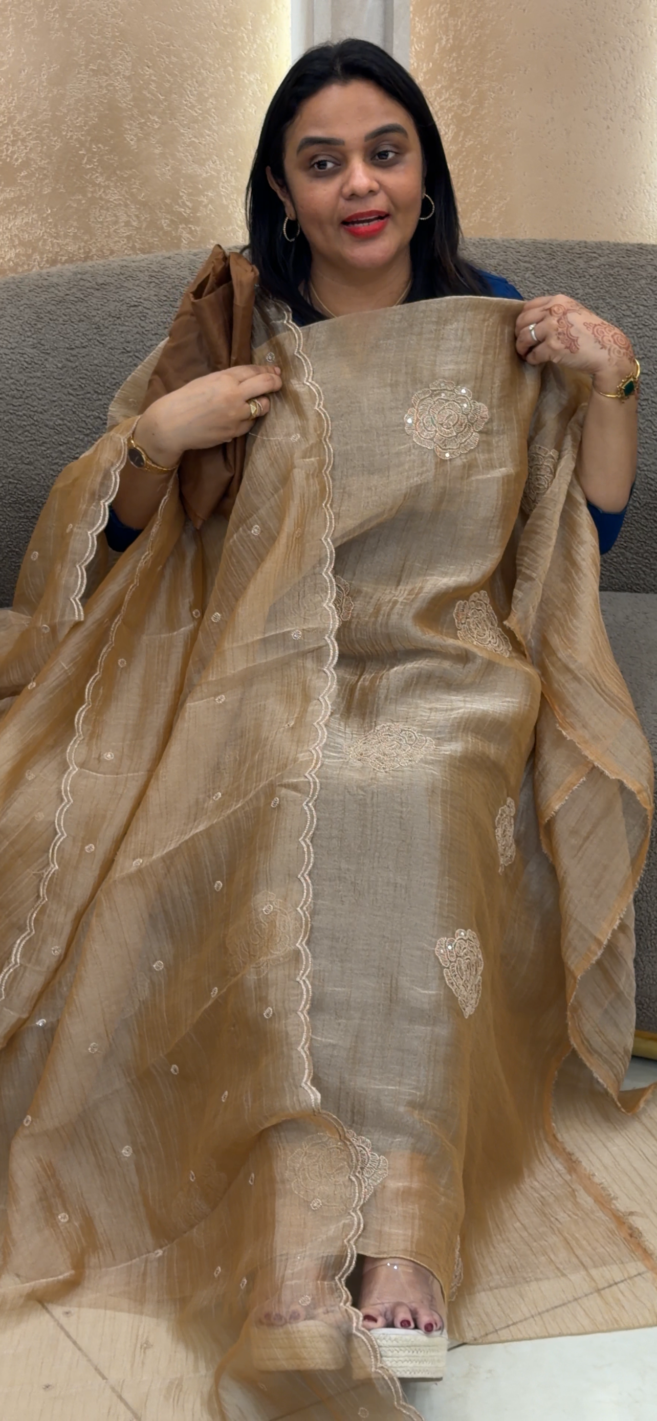 CRUSHED TISSUE UNSTITCHED SALWAR SUITS - IHA 33086