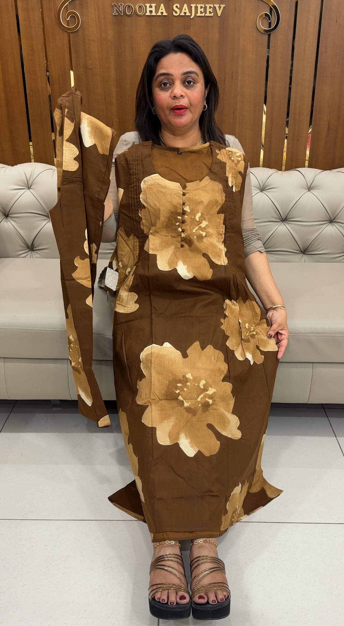 PRINTED LONG A-LINE TOPS - IHA 25806