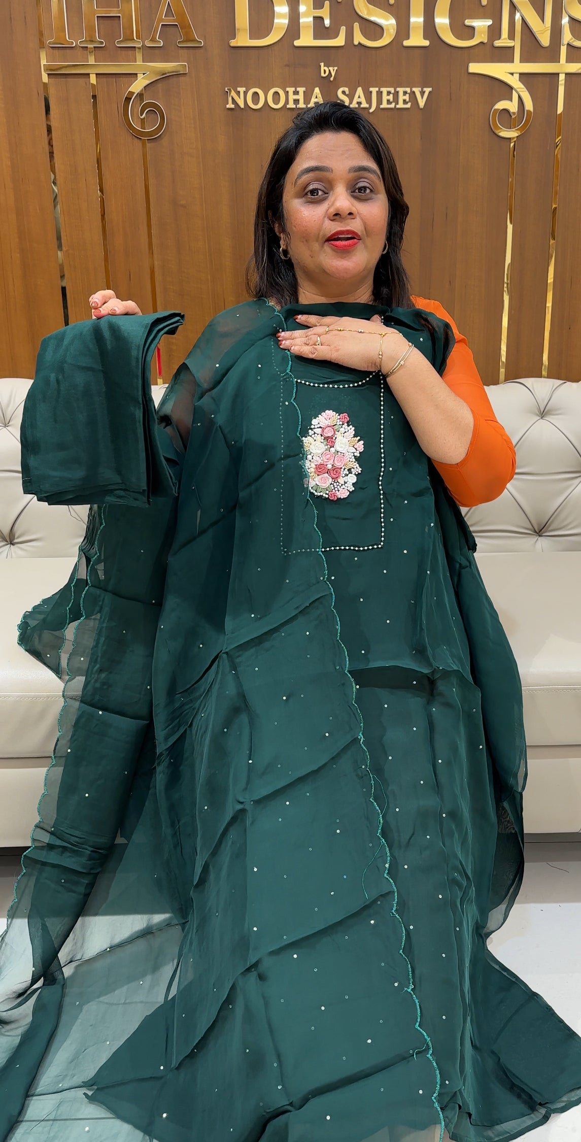 ORGANZA UNSTITCHED SALWAR SUITS - IHA 24586
