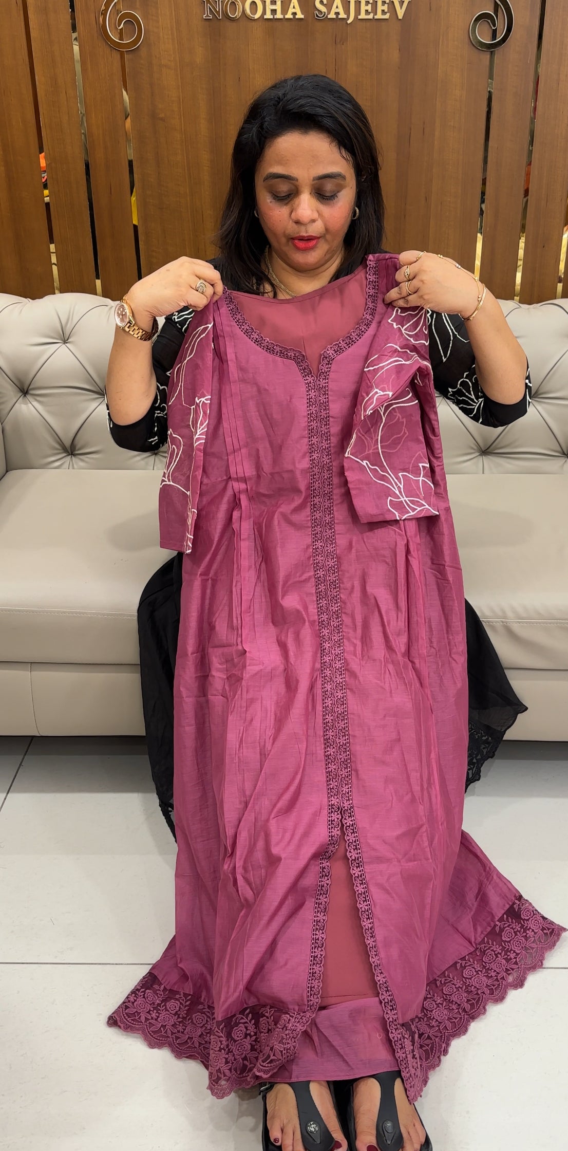 IHA'S IN-HOUSE MALAI CHANDERI ALINE TOPS - IHA 25916