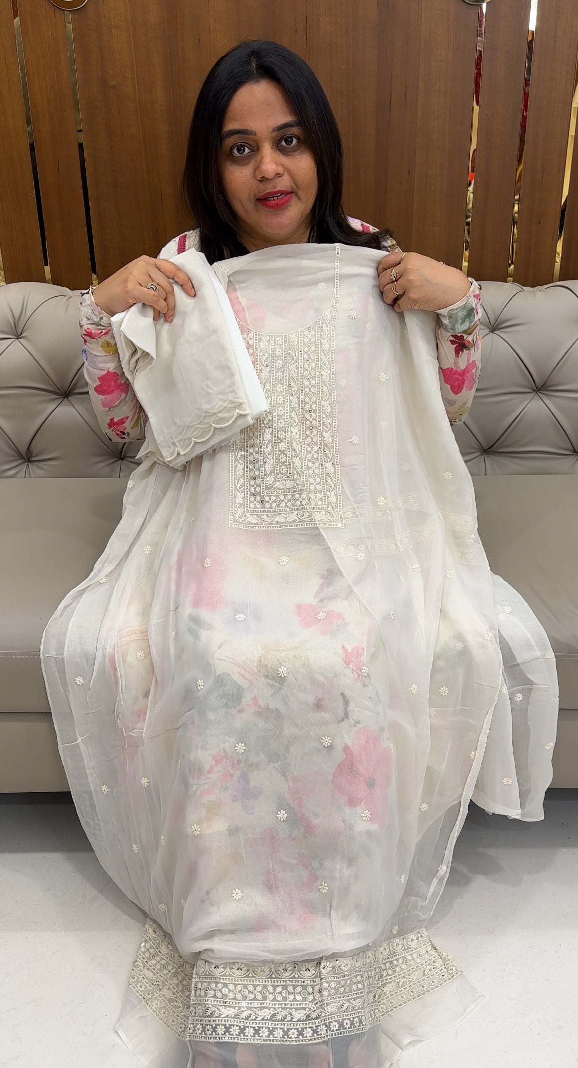 SHIMMER GEORGETTE UNSTITCHED SALWAR SUITS - IHA 26076