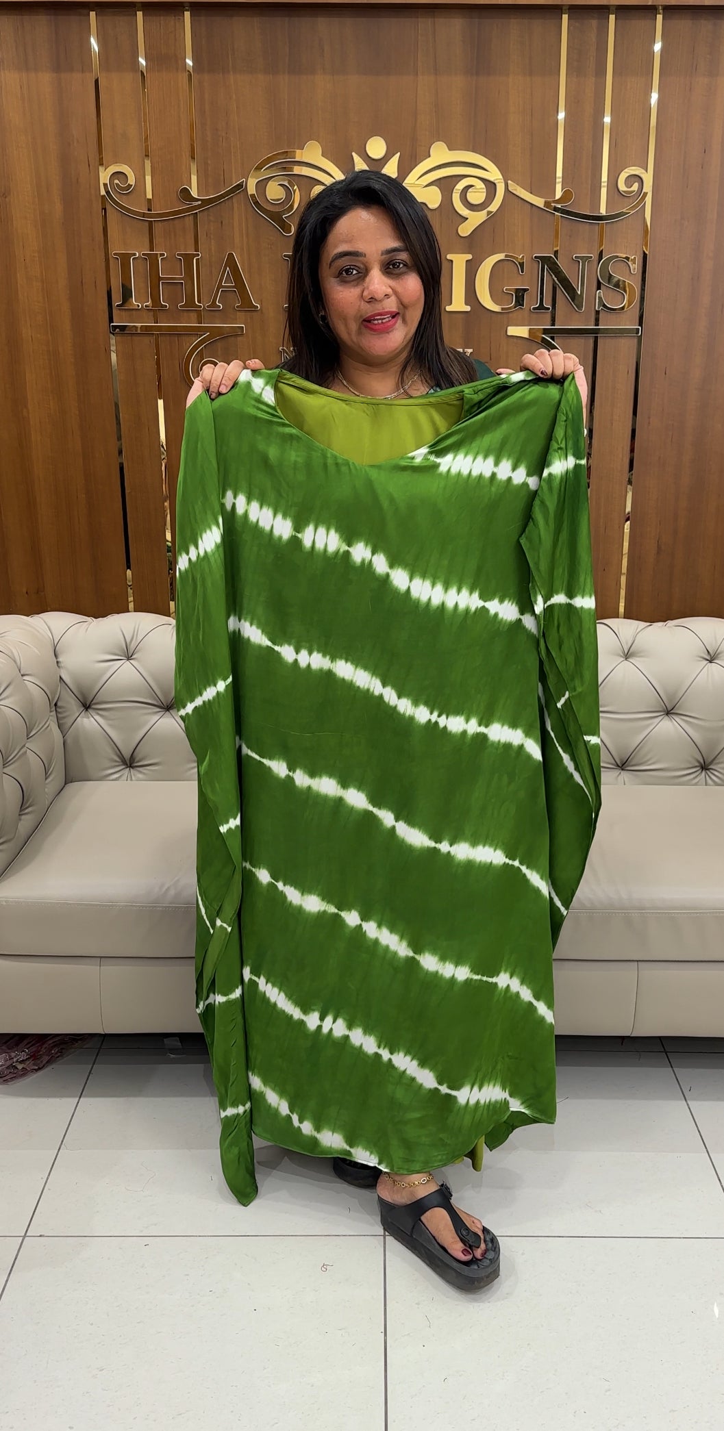 IHA'S IN-HOUSE MODAL SILK KAFTAN TOPS - IHA 25775