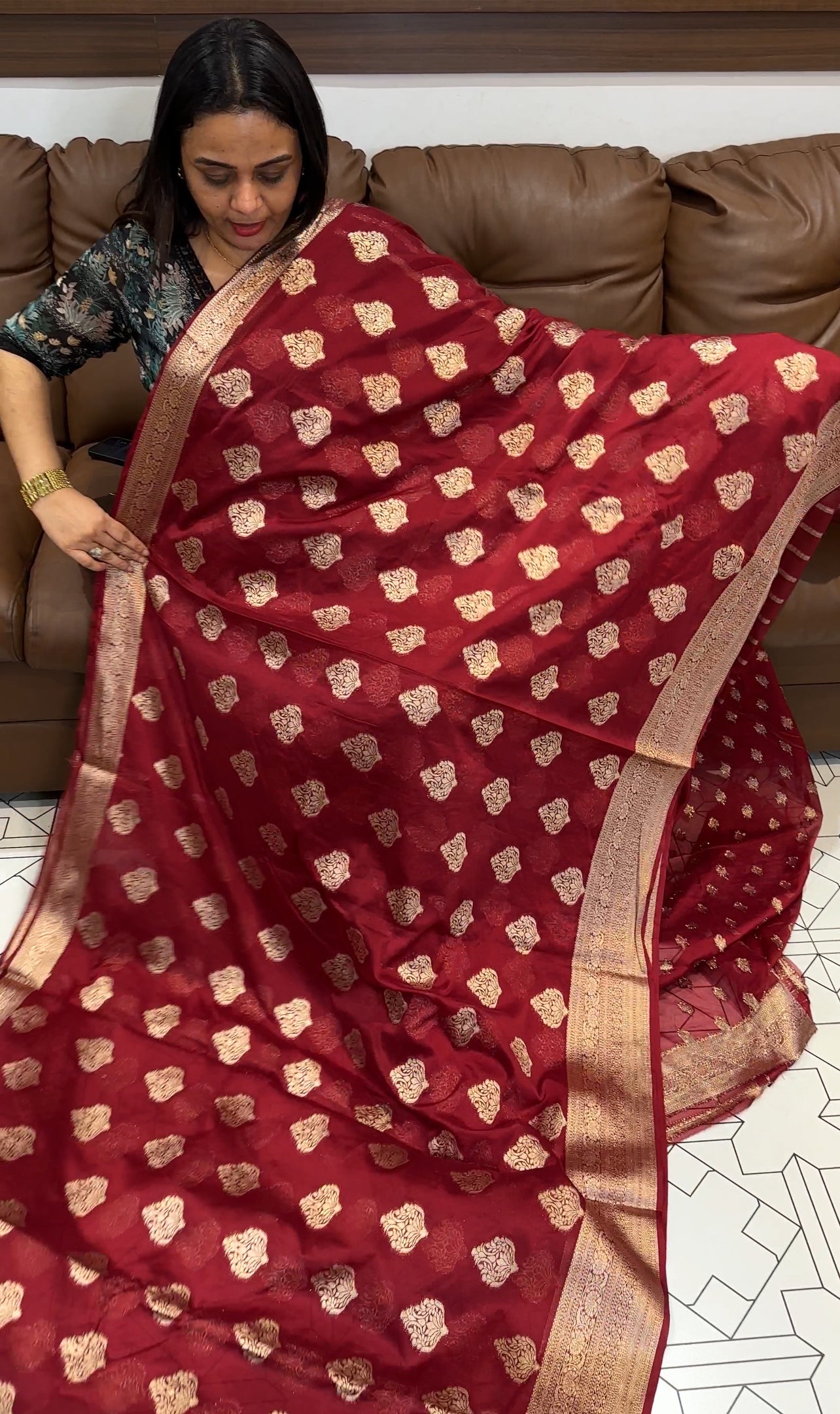 SEMI CRAPE BANARASI SAREES - IHA 22244