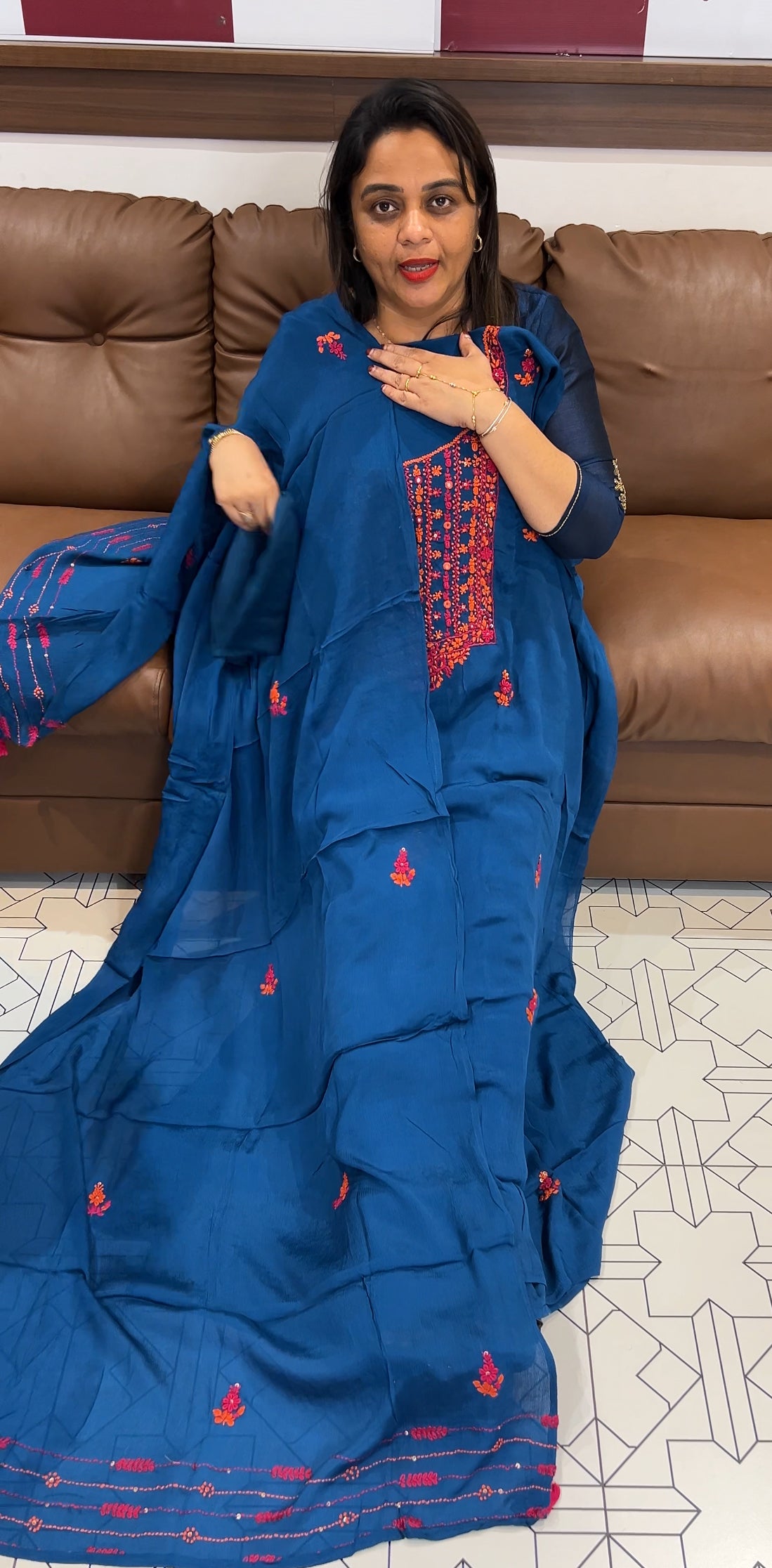 PLATINUM CHIFFON UNSTITCHED SALWAR SUITS - IHA 24559