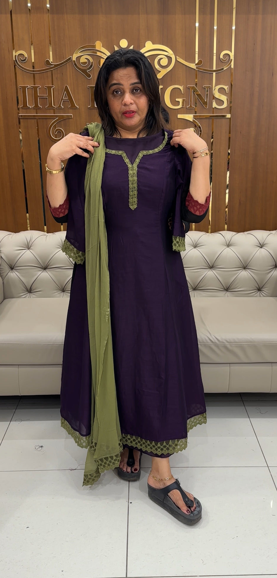 IHA'S IN-HOUSE SEMI RAW SILK ALINE TOP ONLY - IHA 25717