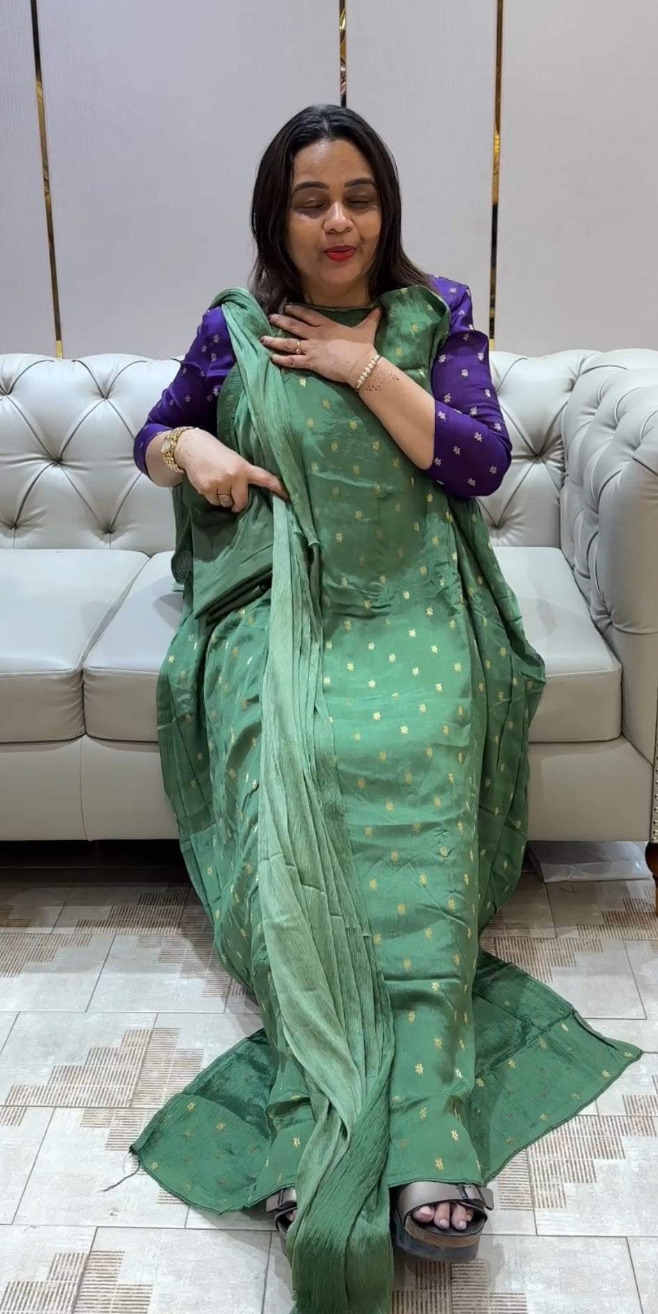 PLATINUM CHIFFON UNSTITCHED SALWAR SUITS - IHA 22163