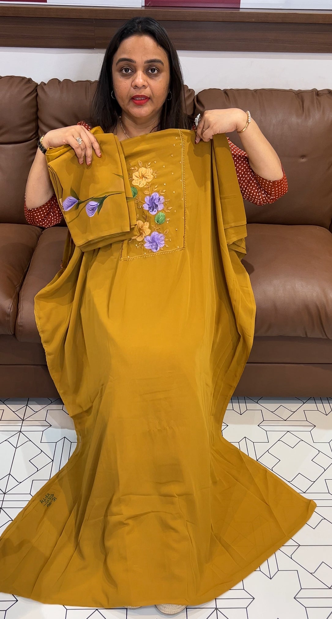 HAND PAINTED UNSTITCHED SALWAR SUITS - IHA 22750