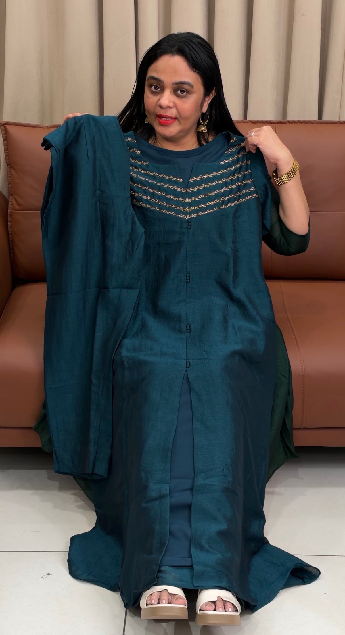 IHA'S IN-HOUSE SEMI RAW SILK CO-ORDS SETS - IHA 35758