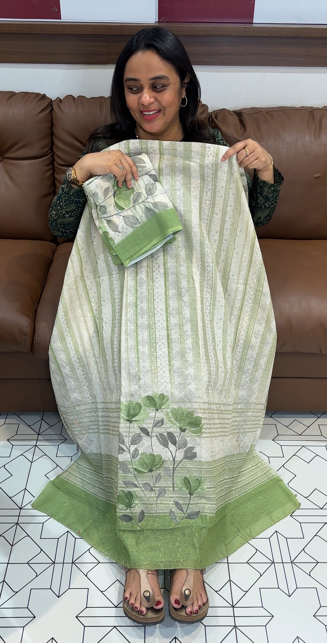 PRINTED LINEN UNSTITCHED SALWAR SUITS - IHA 27276