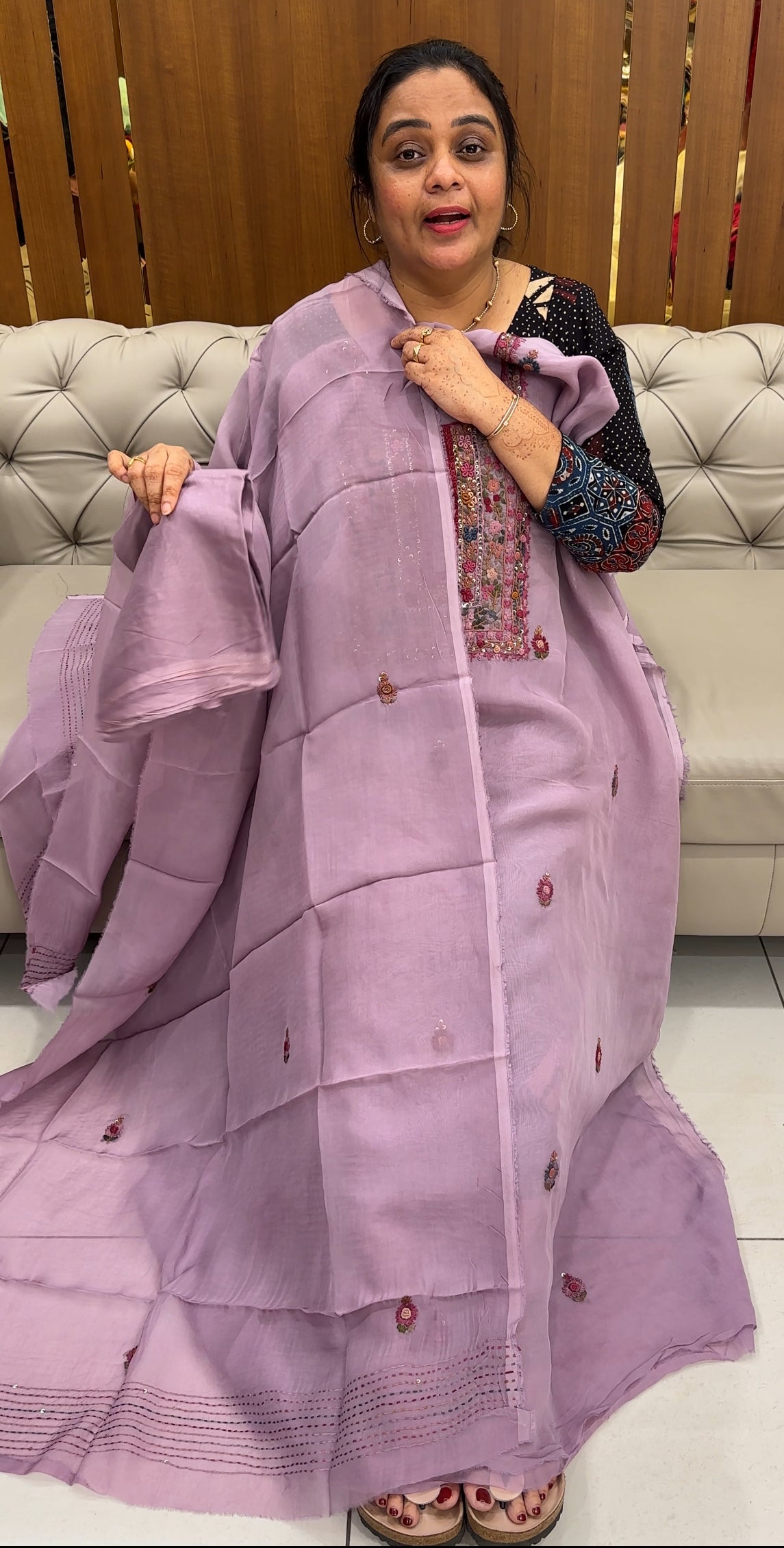 VISCOSE ORGANZA UNSTITCHED SALWAR SUITS - IHA 27623