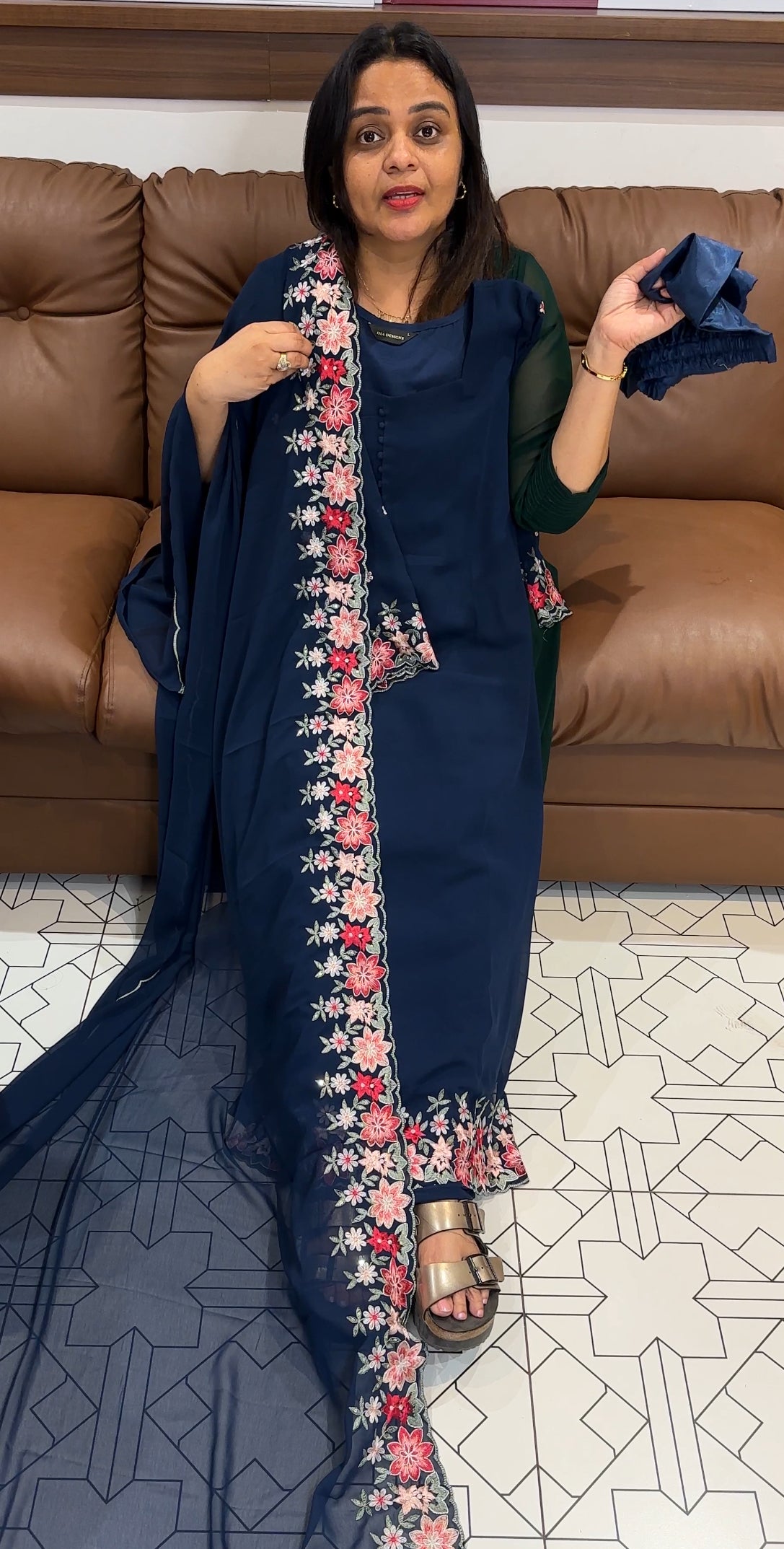 IHA'S IN-HOUSE A-LINE TOP, BOTTOM AND DUPATTA - IHA 20643