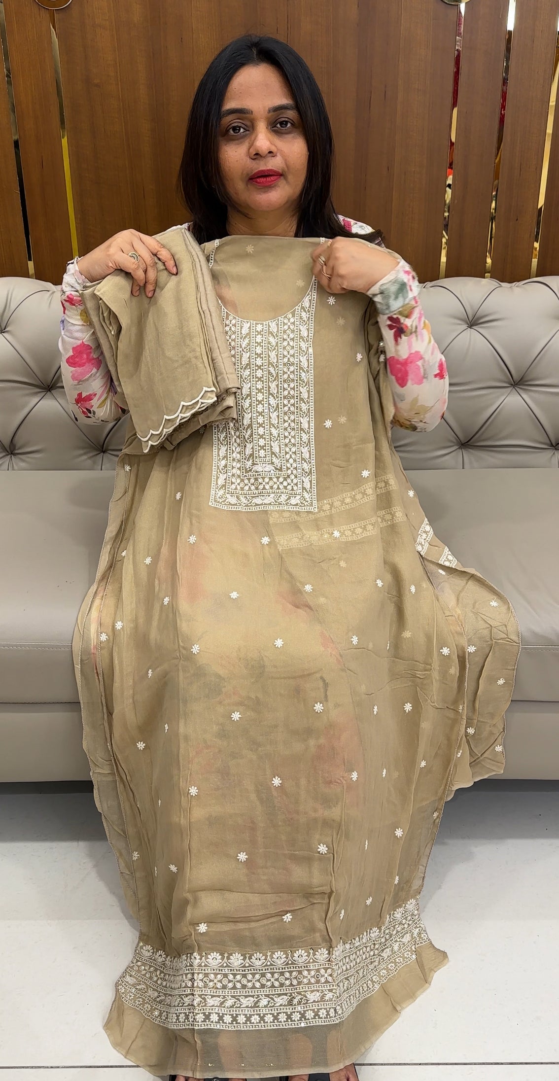 SHIMMER GEORGETTE UNSTITCHED SALWAR SUITS - IHA 26076