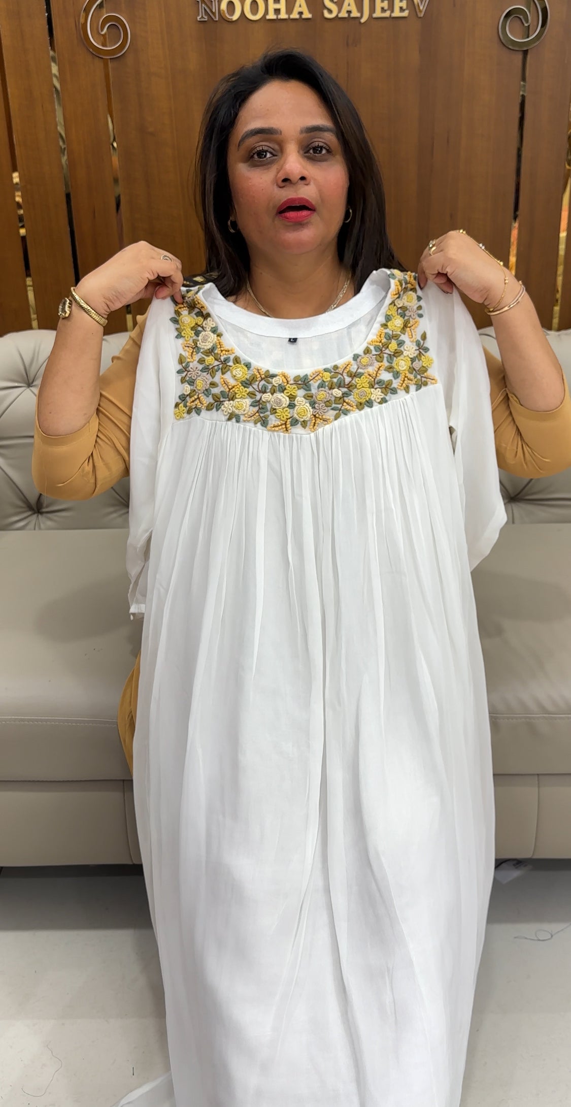 HAND WORKED GEORGETTE ALINE TOPS - IHA 25789
