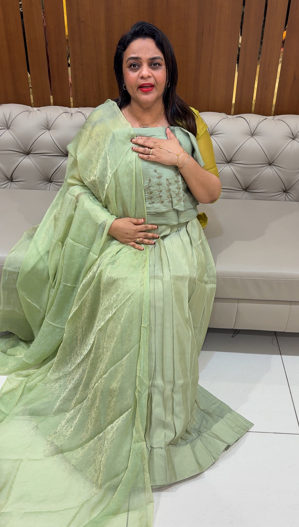 IHA'S IN-HOUSE TISSUE SEMI STITCHED DHAVANI SETS - 25032