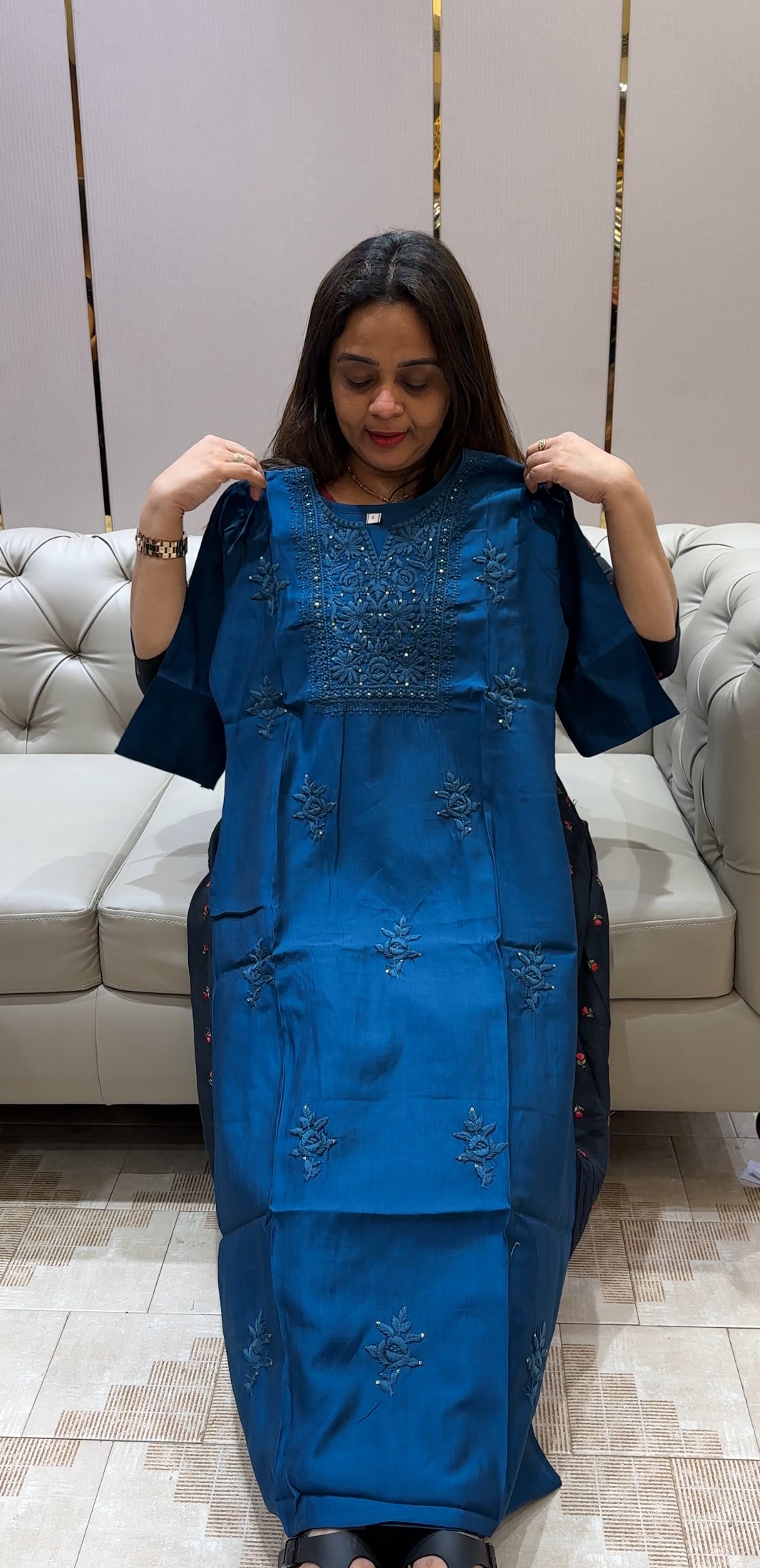 FORWARD LUCKNOWI CHIKANKARI SLITTED TOP AND BOTTOM - IHA 21644