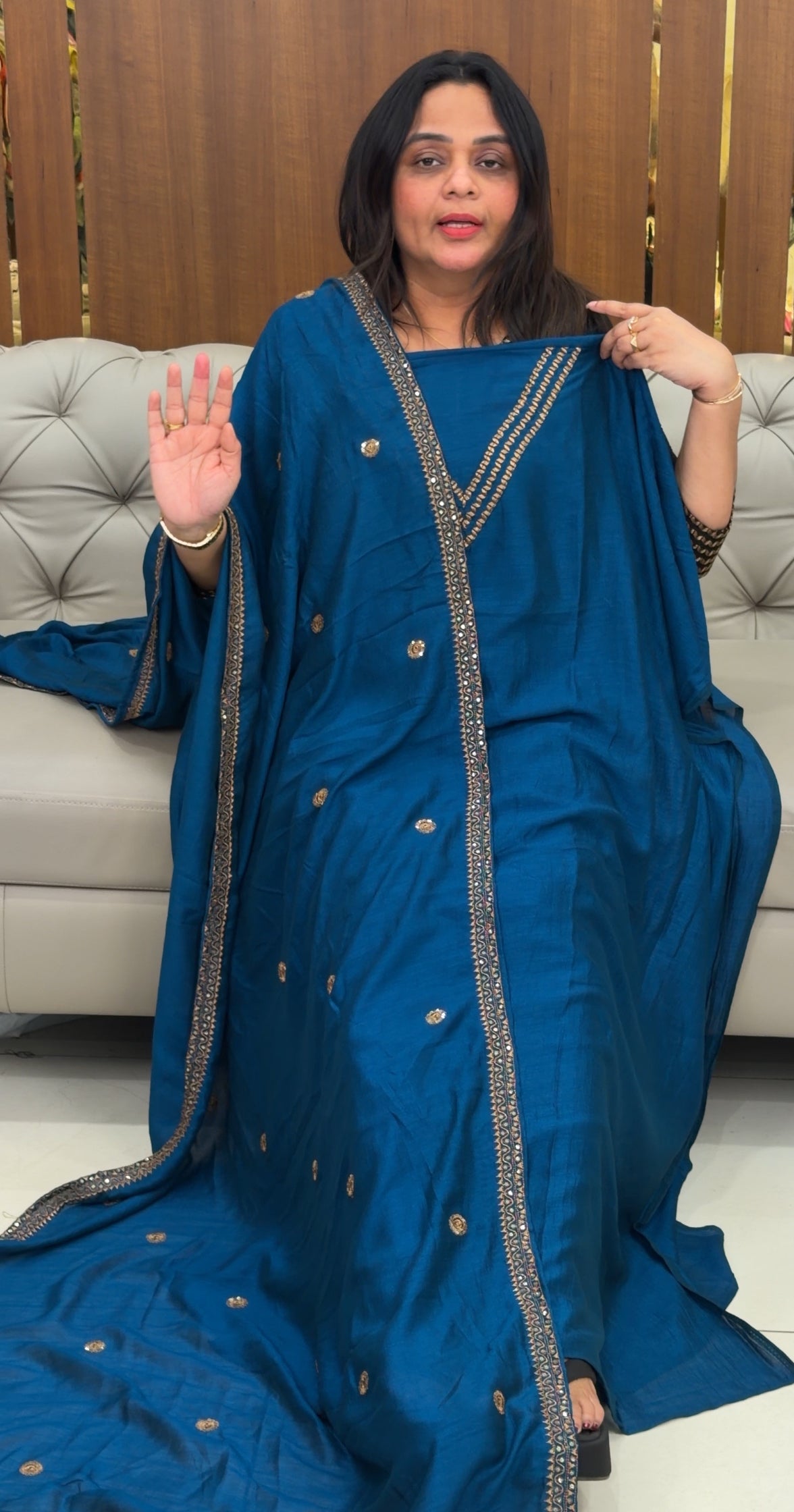 IHA'S IN-HOUSE SEMI RAW SILK TOP,BOTTOM AND DUPATTA - IHA 29258