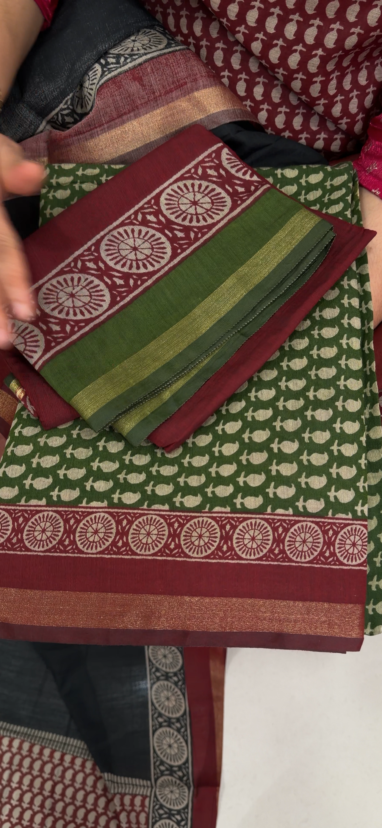 HANDLOOM UNSTITCHED SALWRA SUITS - IHA 34041