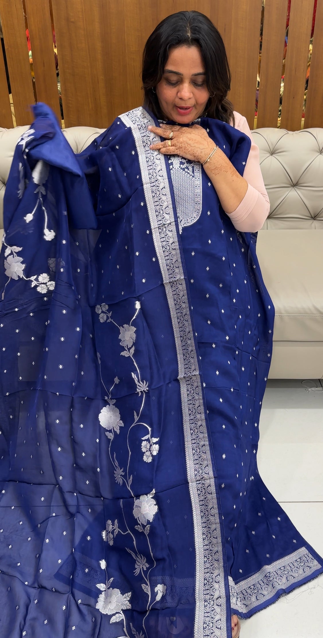VISCOSE ORGANZA UNSTITCHED SALWAR SUITS - IHA 27479