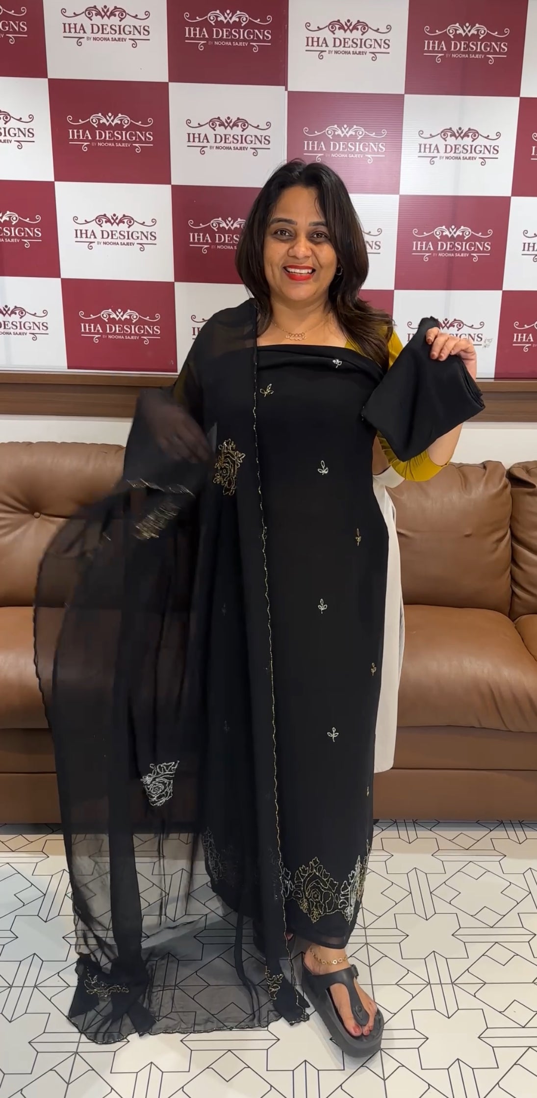HAND WORKED GEORGETTE UNSTITCHED SALWAR SUITS - IHA 24722