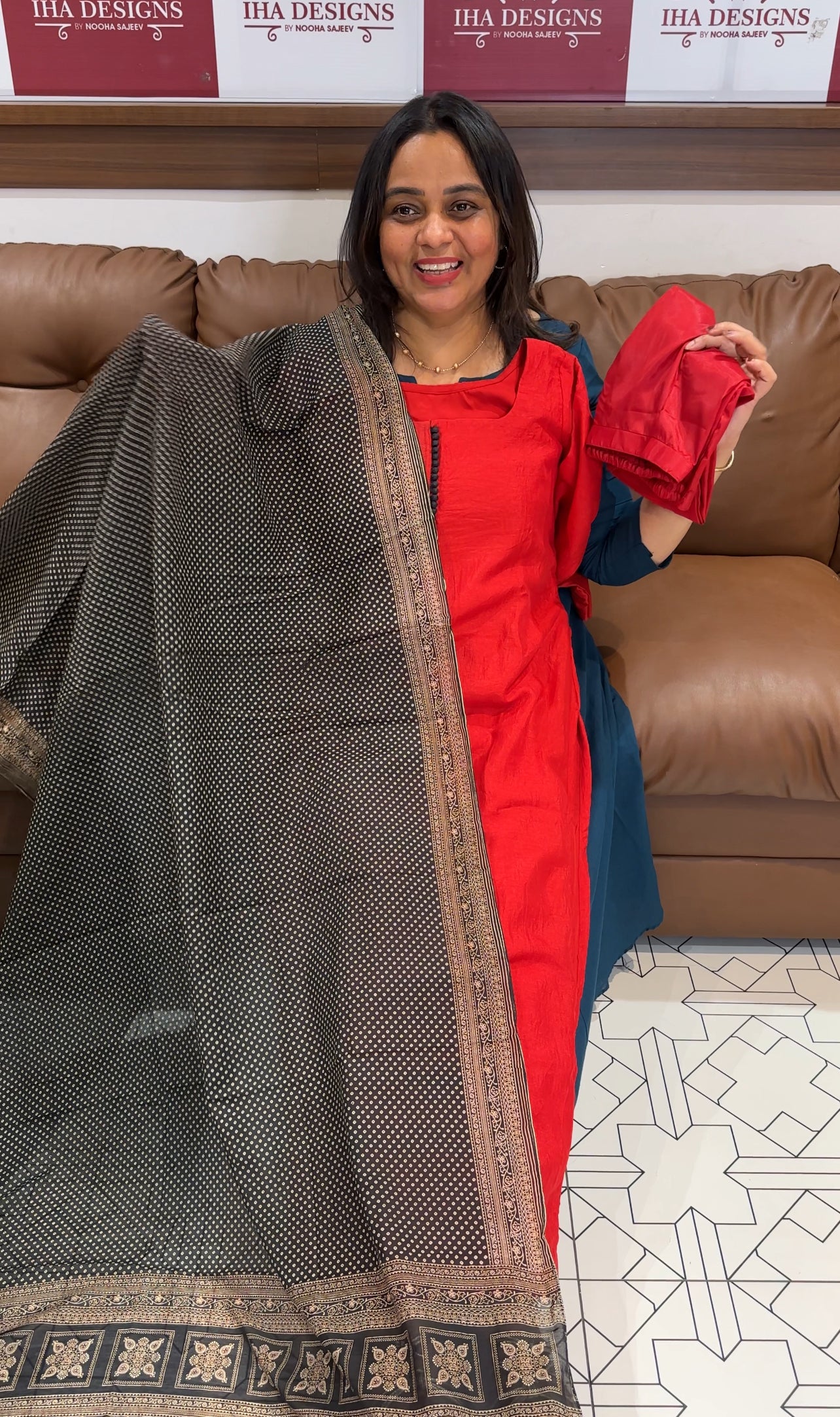 SEMI RAW SILK TOP, BOTTOM AND DUPATTA - IHA 27200