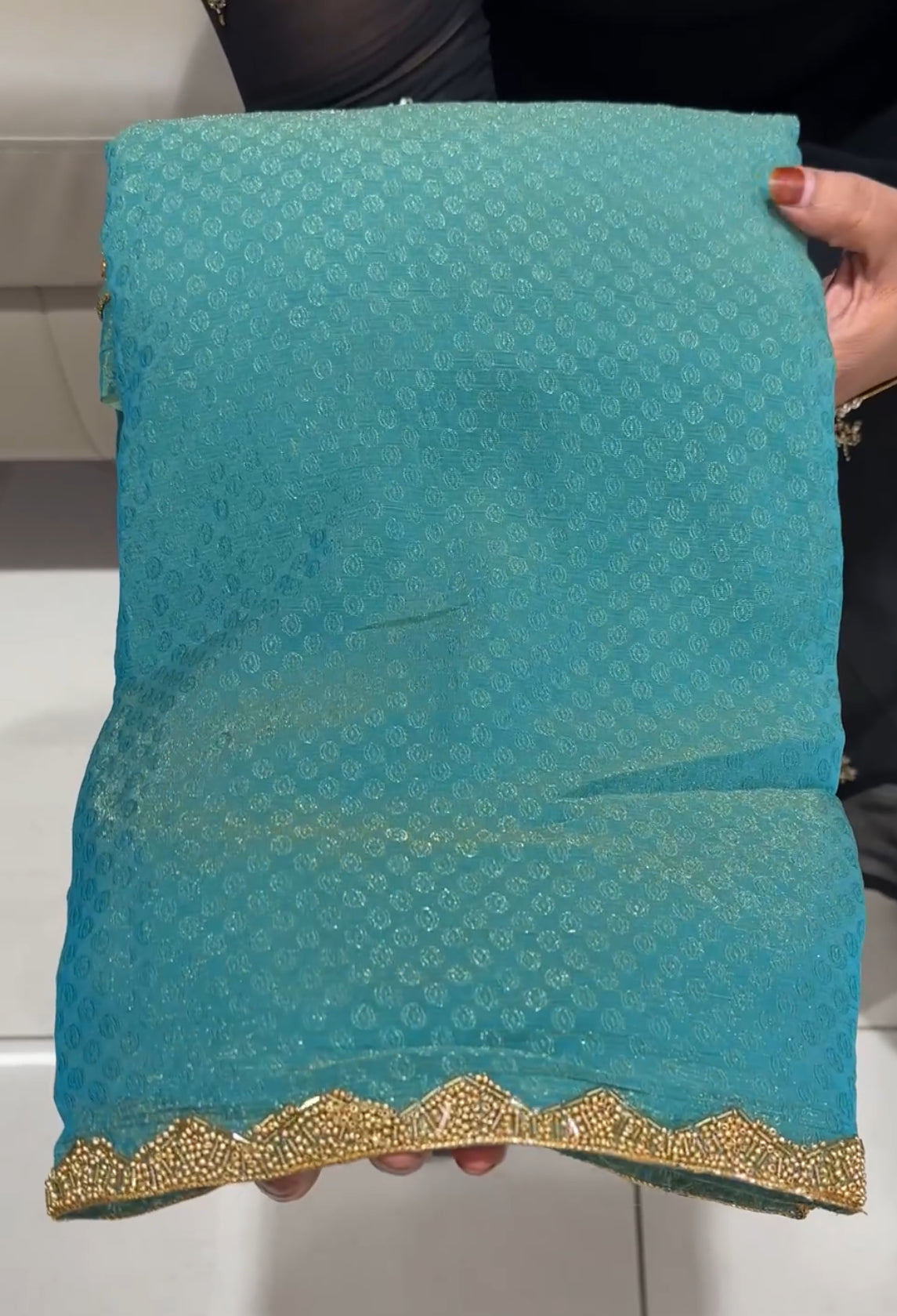 HAND WORKED GEORGETTE SAREES - IHA 24349