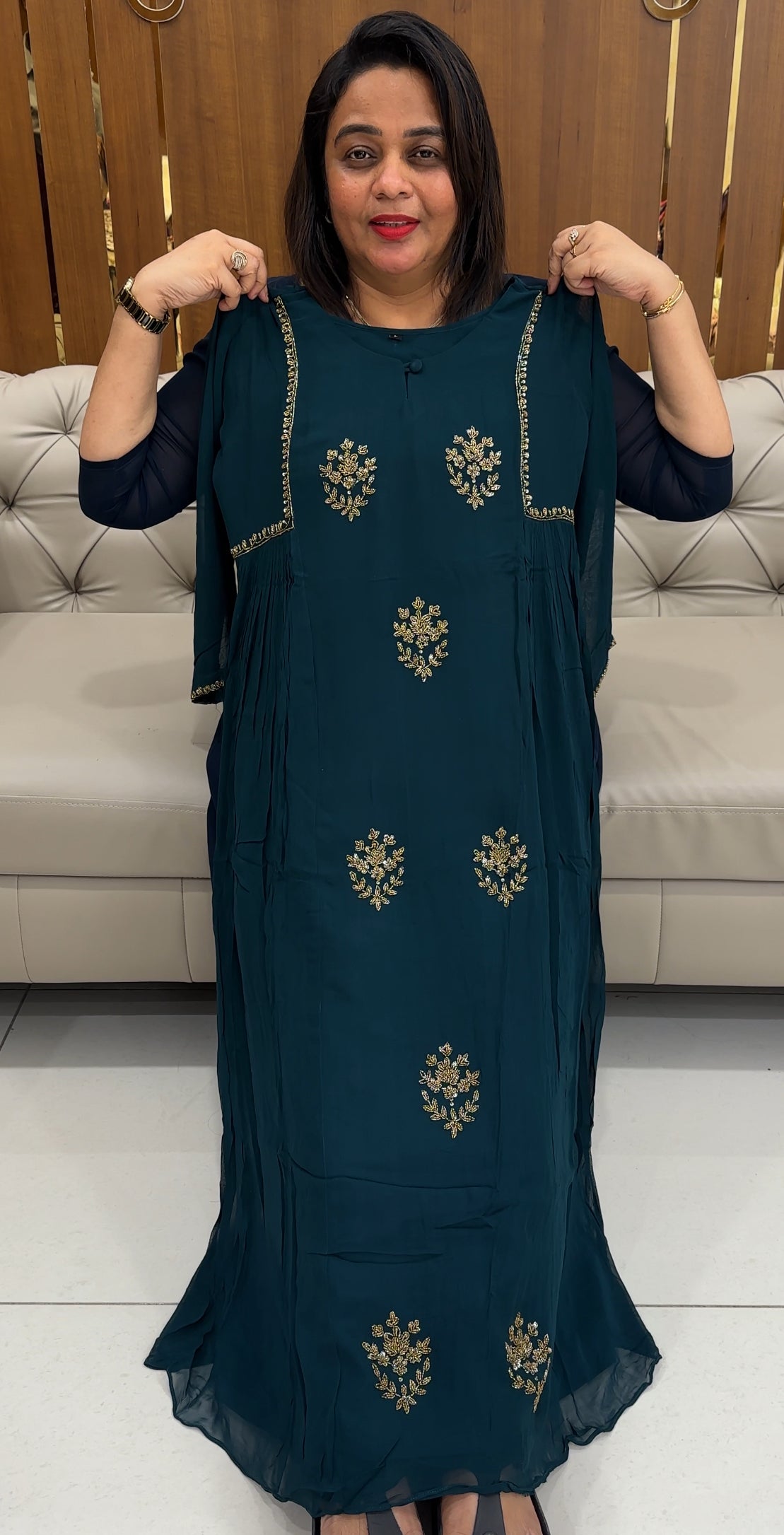 VISCOSE GEORGETTE LONG TOPS - IHA 25876