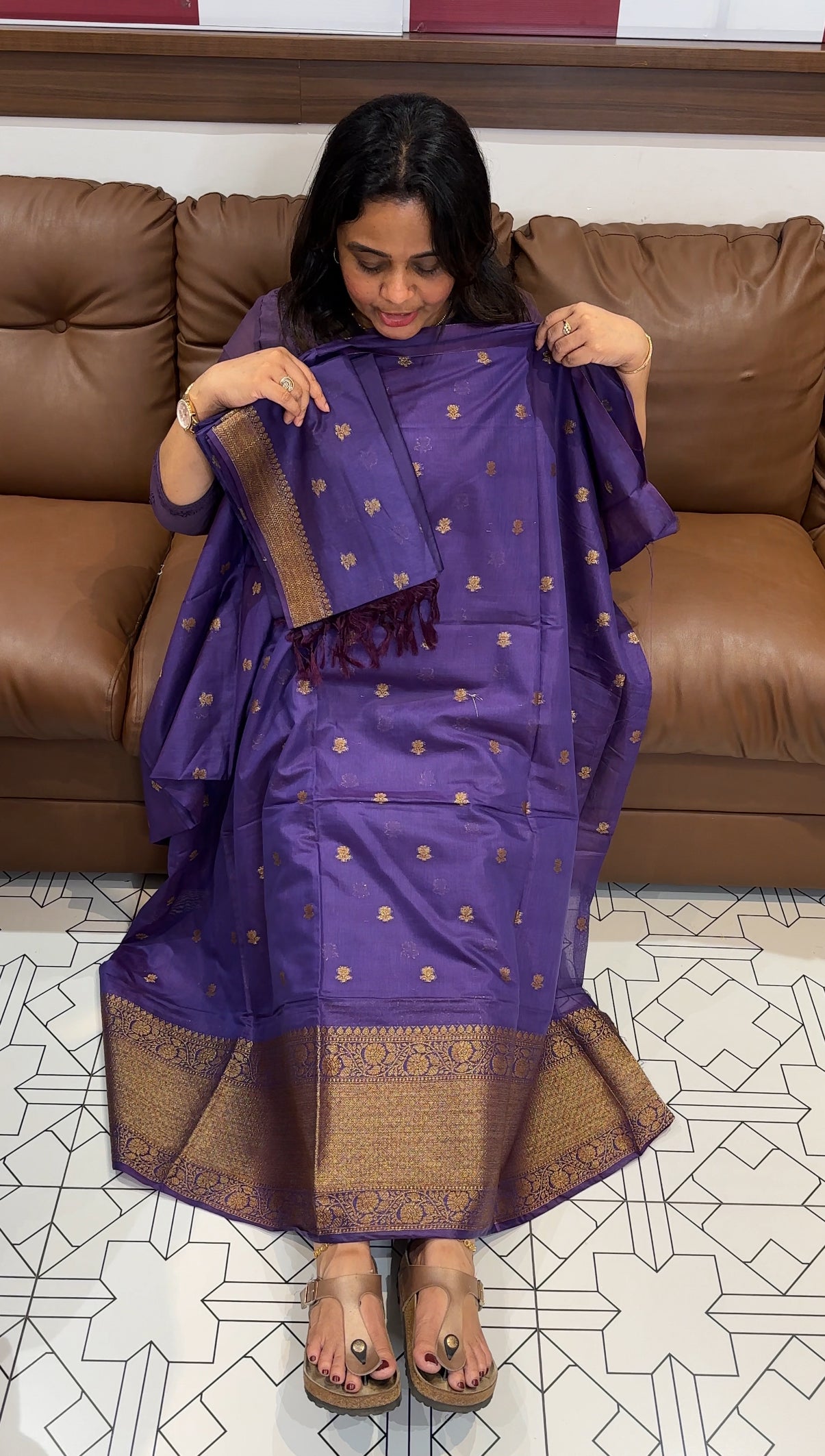 MUL CHANDERI UNSTITCHED SALWAR SUITS - IHA 27169