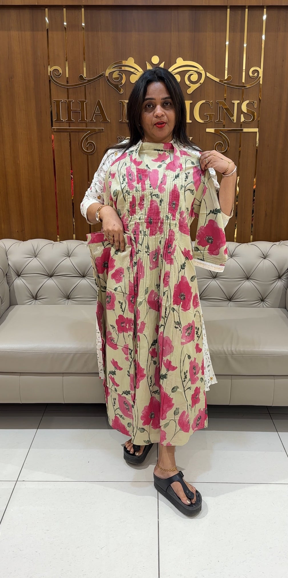 PRINTED COTTON ALINE TOP AND BOTTOM - IHA 24523