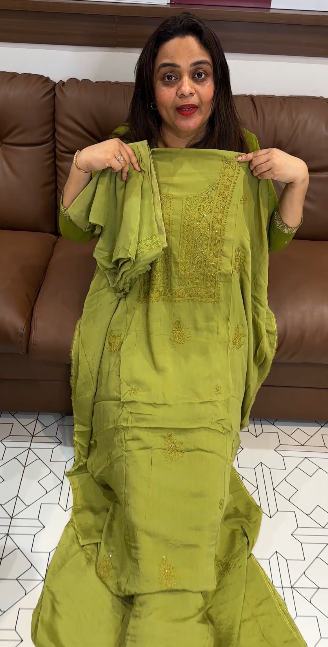 CHIKANKARI UNSTITCHED SALWAR SUITS - IHA 22154
