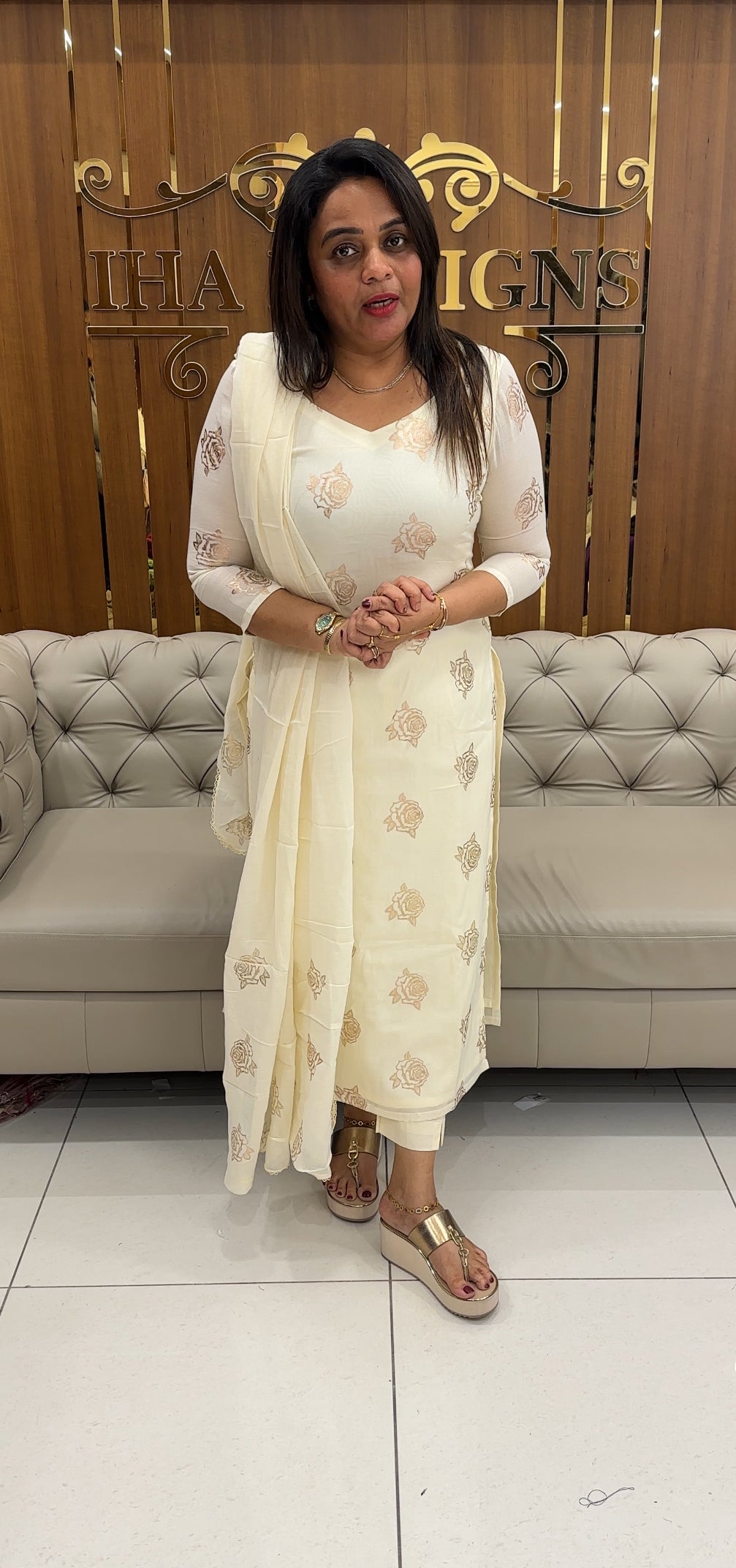 MALAI CHANDERI TOP,BOTTOM AND DUPATTA - IHA 25777