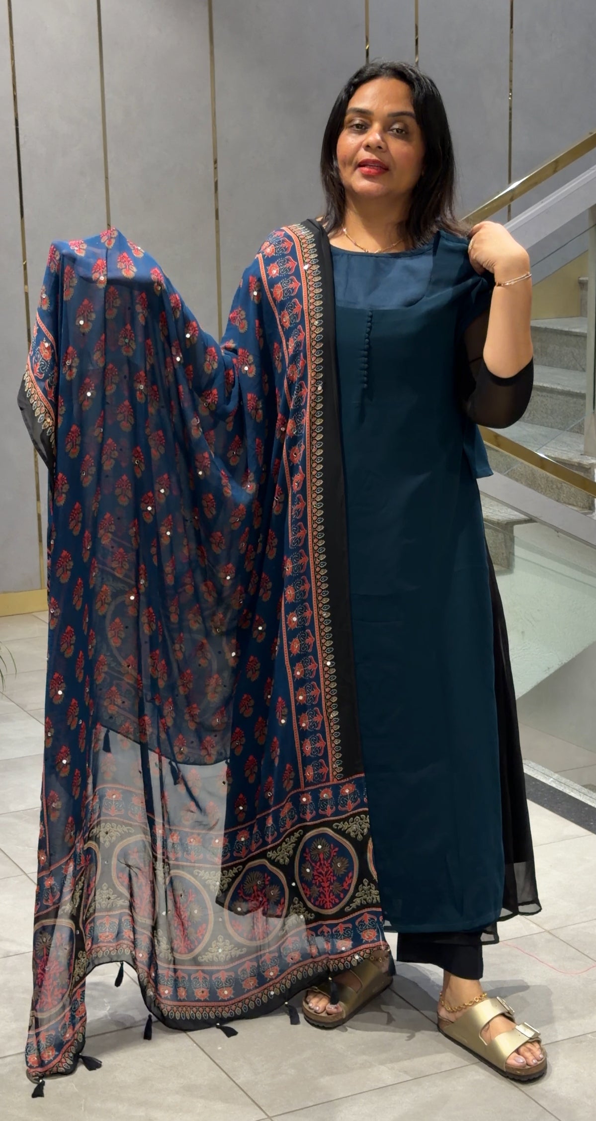 IHA'S IN-HOUSE GEORGETTE SLITTED TOP AND DUPATTA - IHA 32252