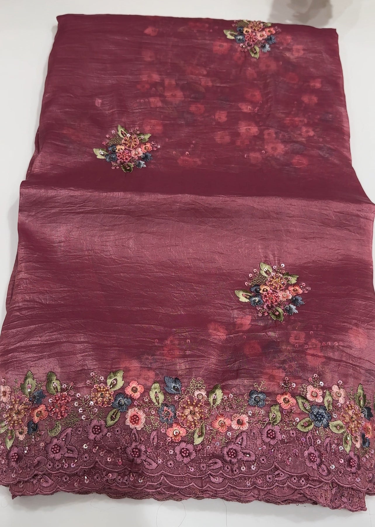 VELVET ORGANZA SAREES - IHA 24940