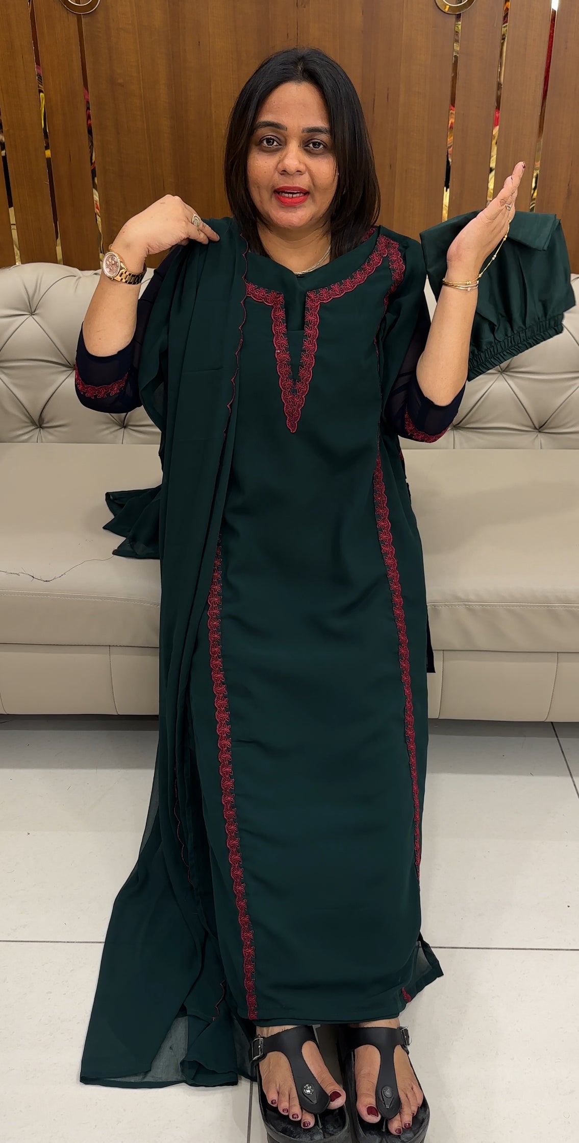 FAUX GEORGETTE TOP,BOTTOM AND DUPATTA - IHA 26070