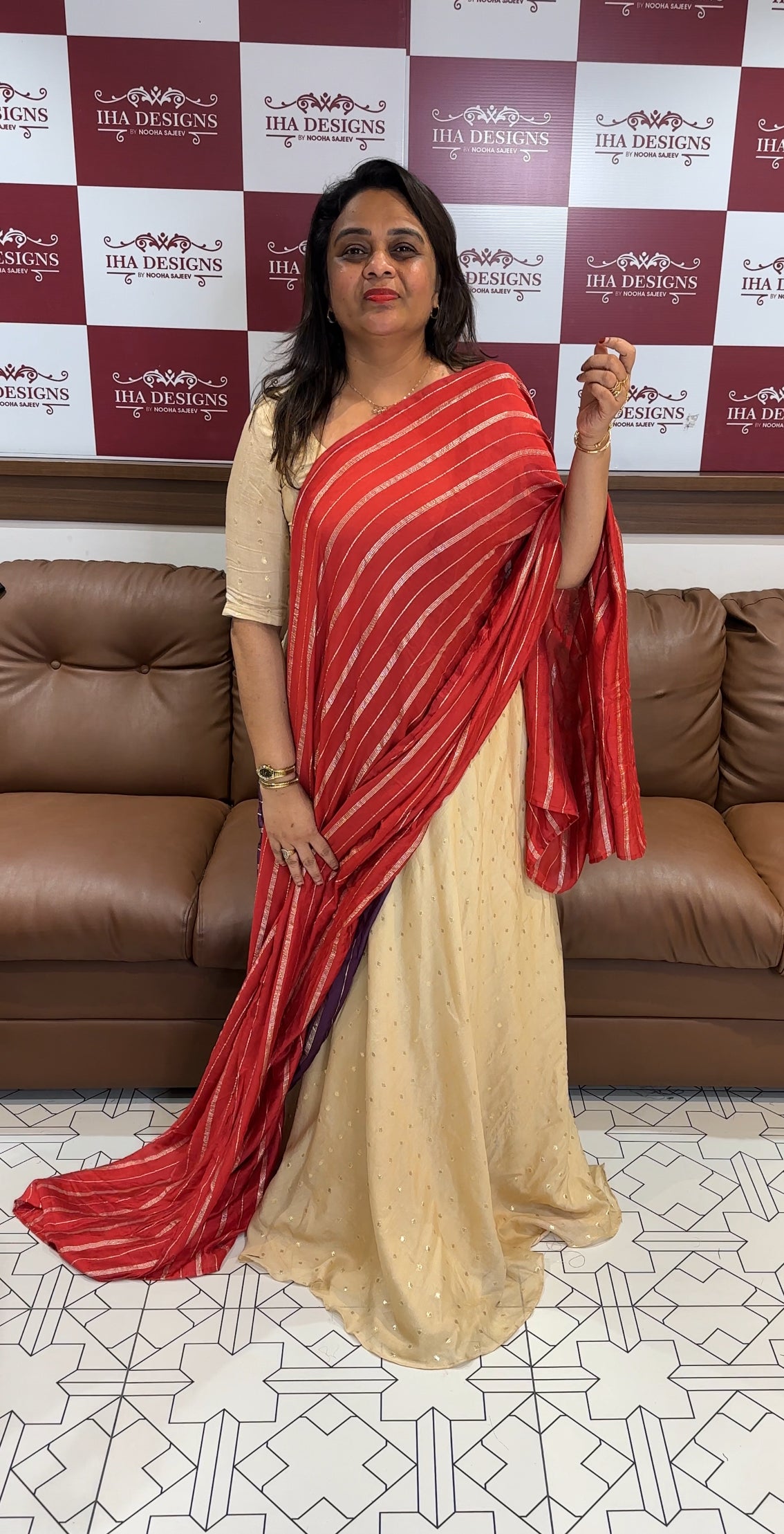 IHA'S IN-HOUSE SEMI RAW SILK UNSTITCHED DHAVANI SETS - IHA 24800