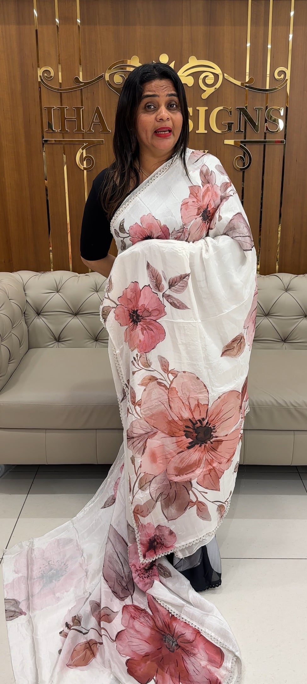 PLATINUM CHIFFON SAREES - IHA 25967