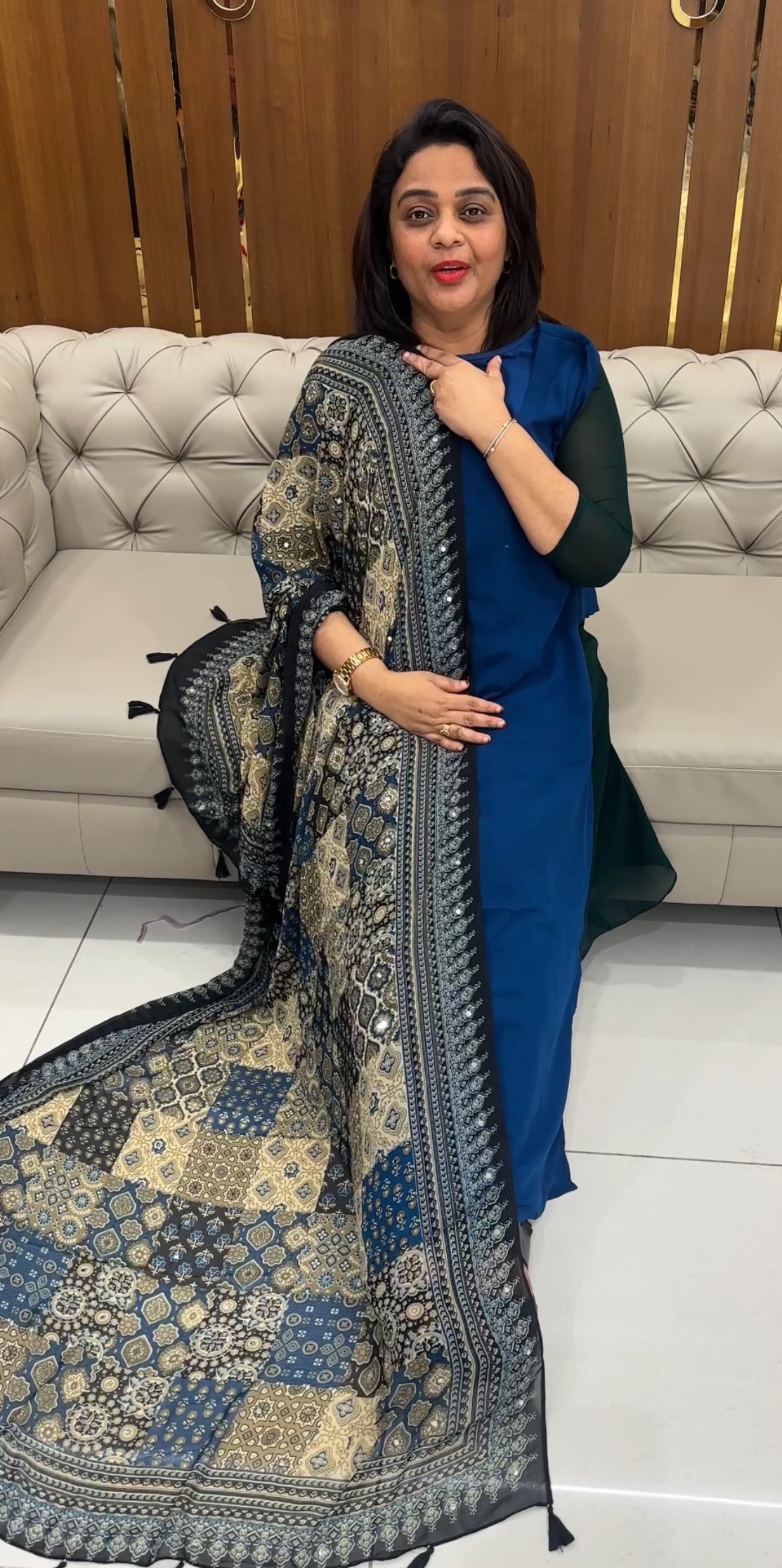 IHA'S IN-HOUSE GEORGETTE SLITTED TOP AND DUPATTA - IHA 25273