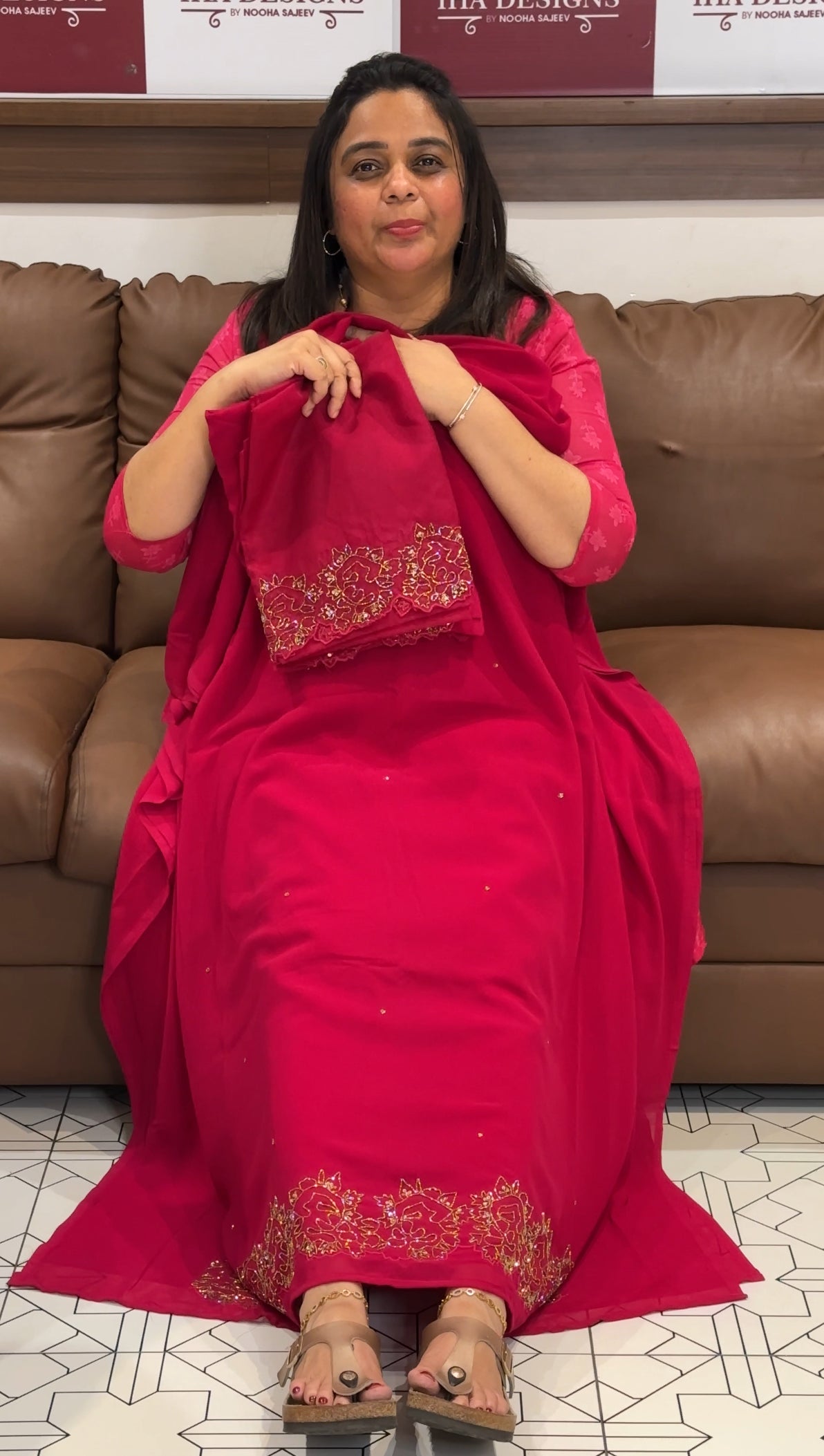 HAND WORKED UNSTITCHED SALWAR SUITS - IHA 27335