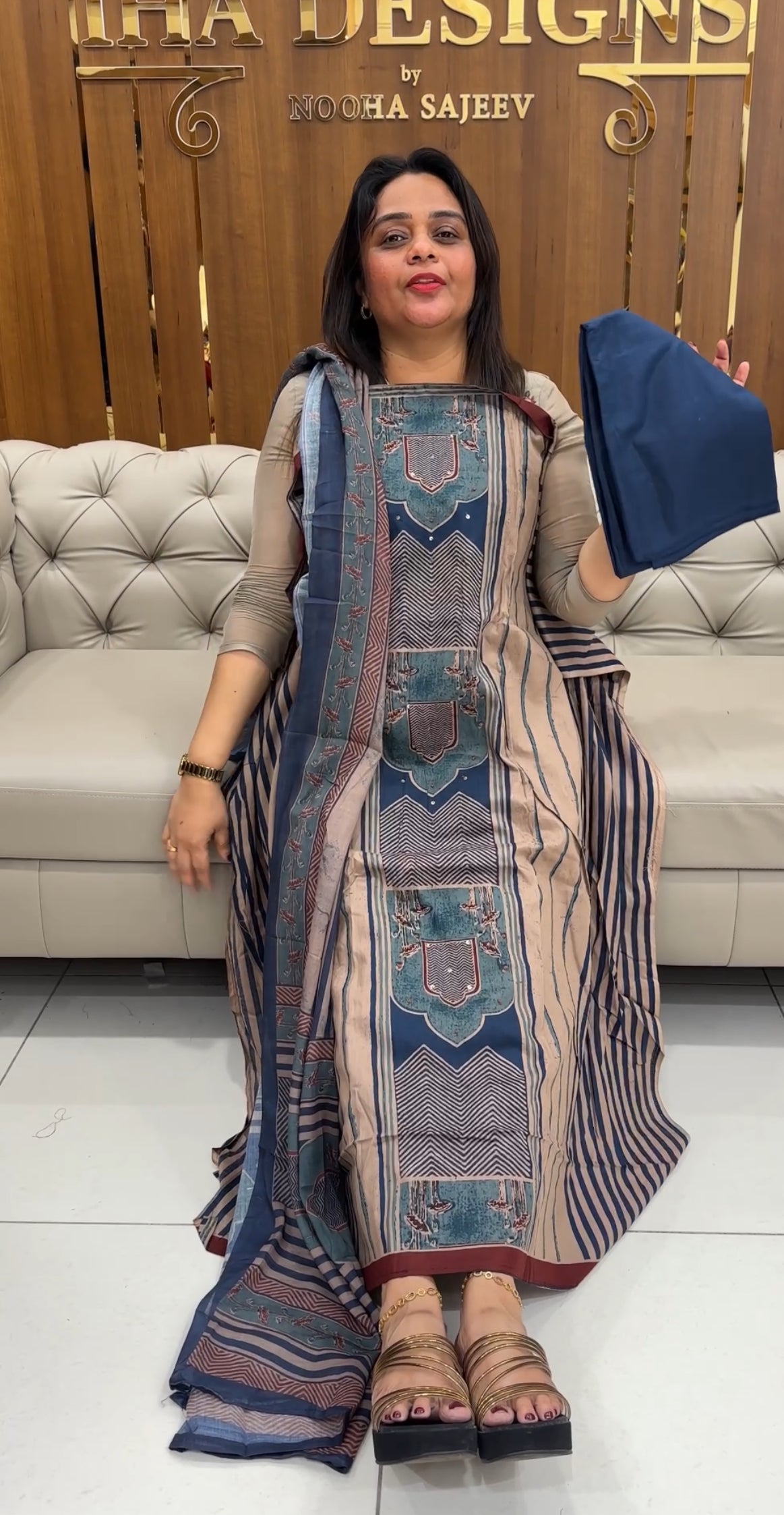 COTTON AJRAKH UNSTITCHED SALWAR SUITS - IHA 25846