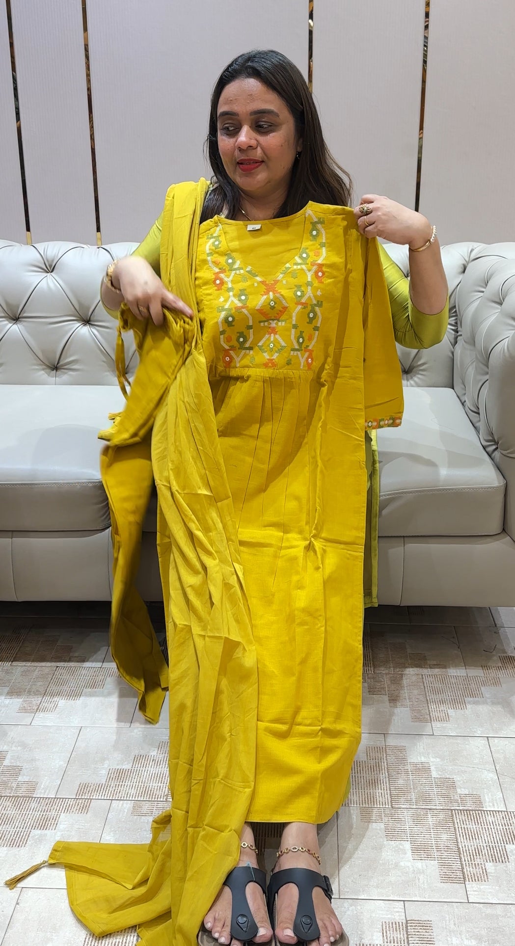 COTTON TOP, BOTTOM AND DUPATTA - IHA 22584