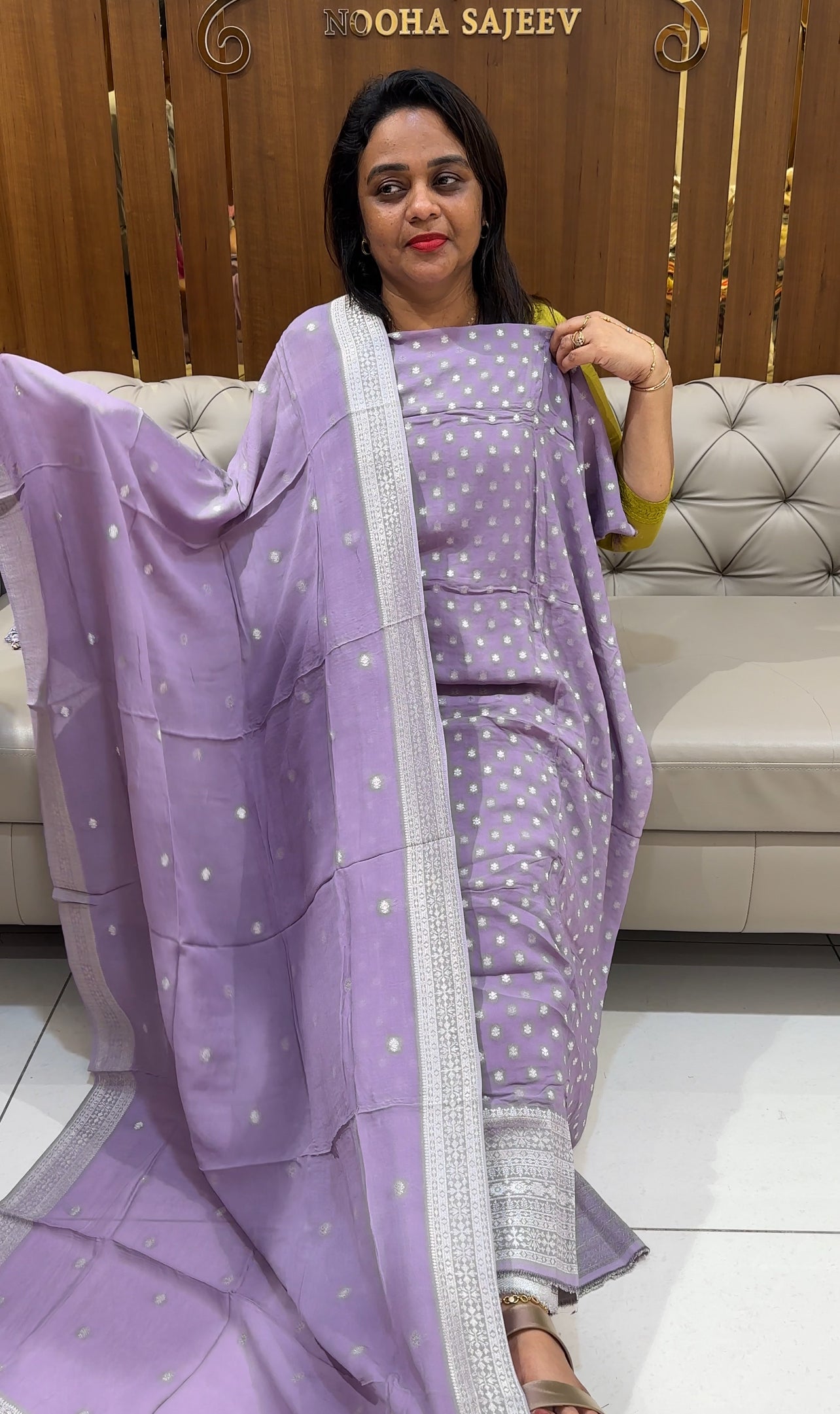VISCOSE GEORGETTE BANARASI UNSTITCHED SALWAR SUITS - IHA 25026