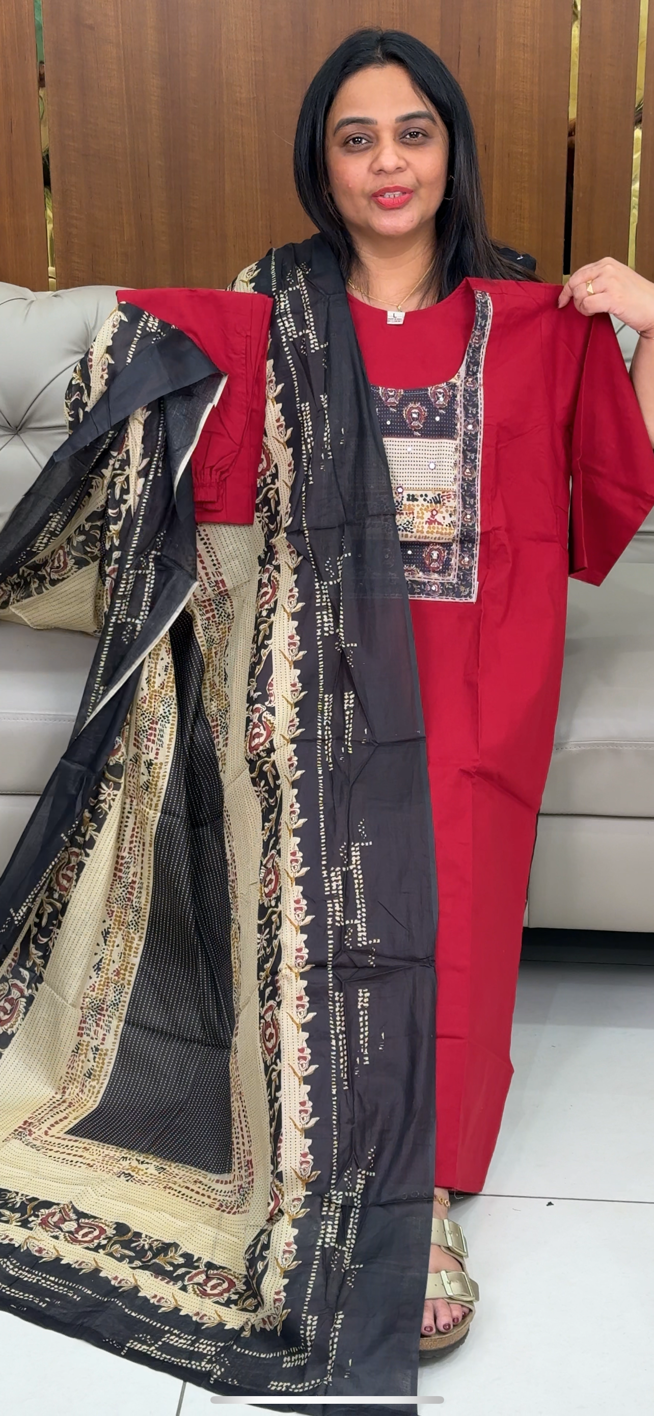 COTTON TOP, BOTTOM AND DUPATTA - IHA 29763