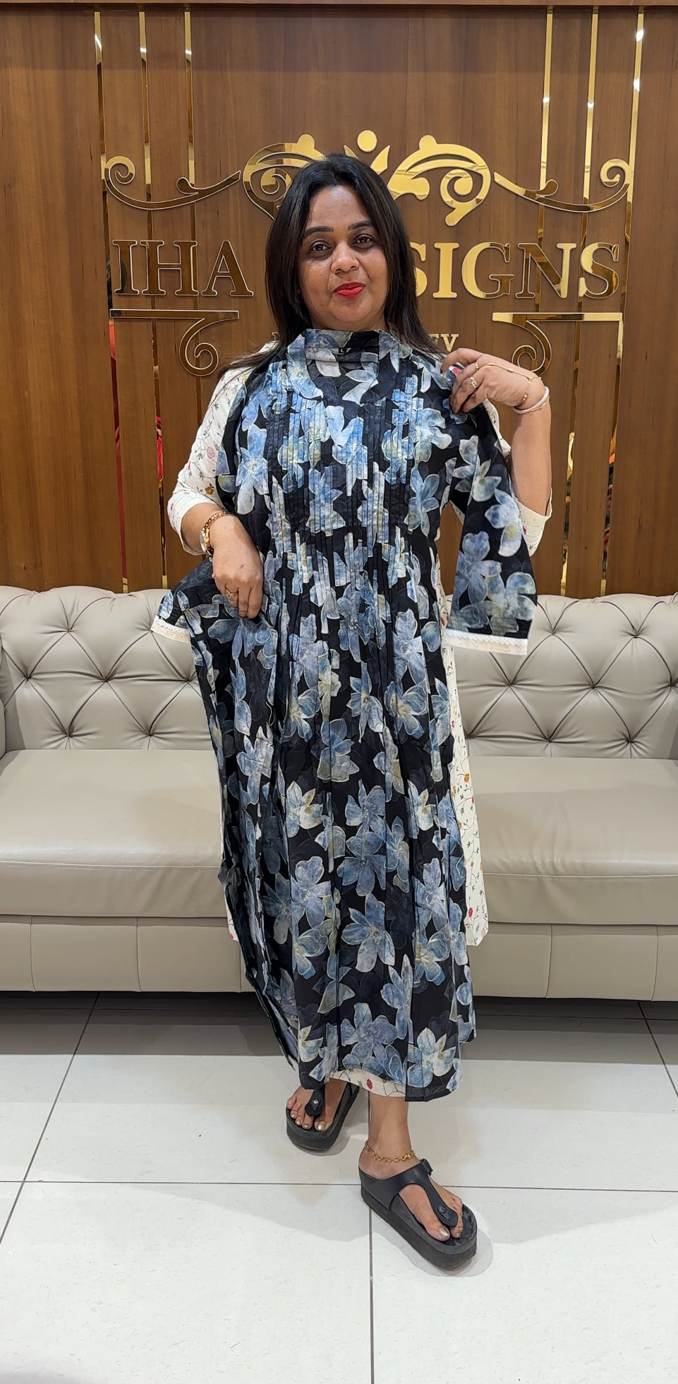PRINTED COTTON ALINE TOP AND BOTTOM - IHA 24523
