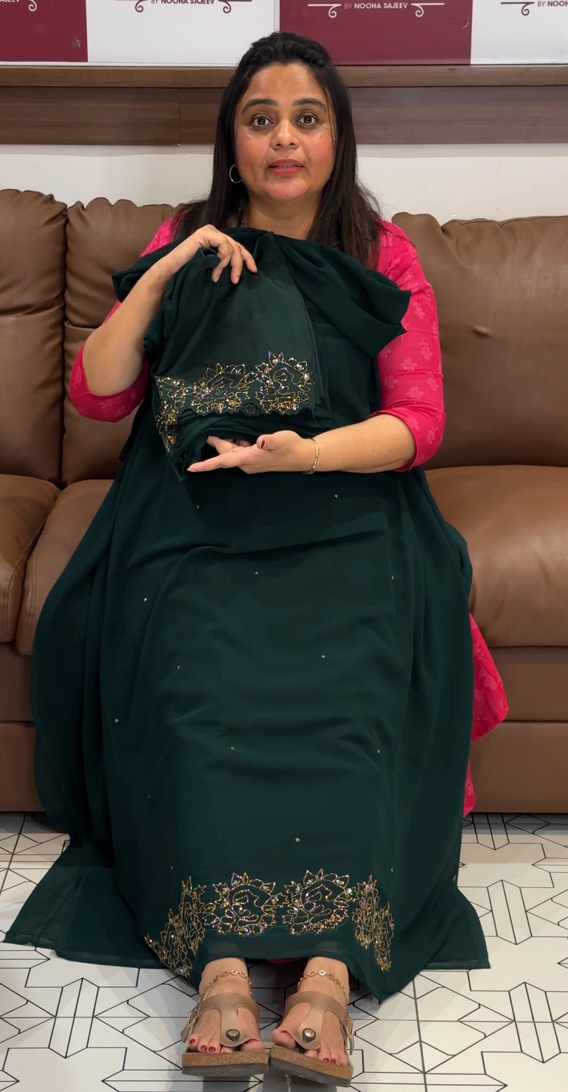 HAND WORKED UNSTITCHED SALWAR SUITS - IHA 27335