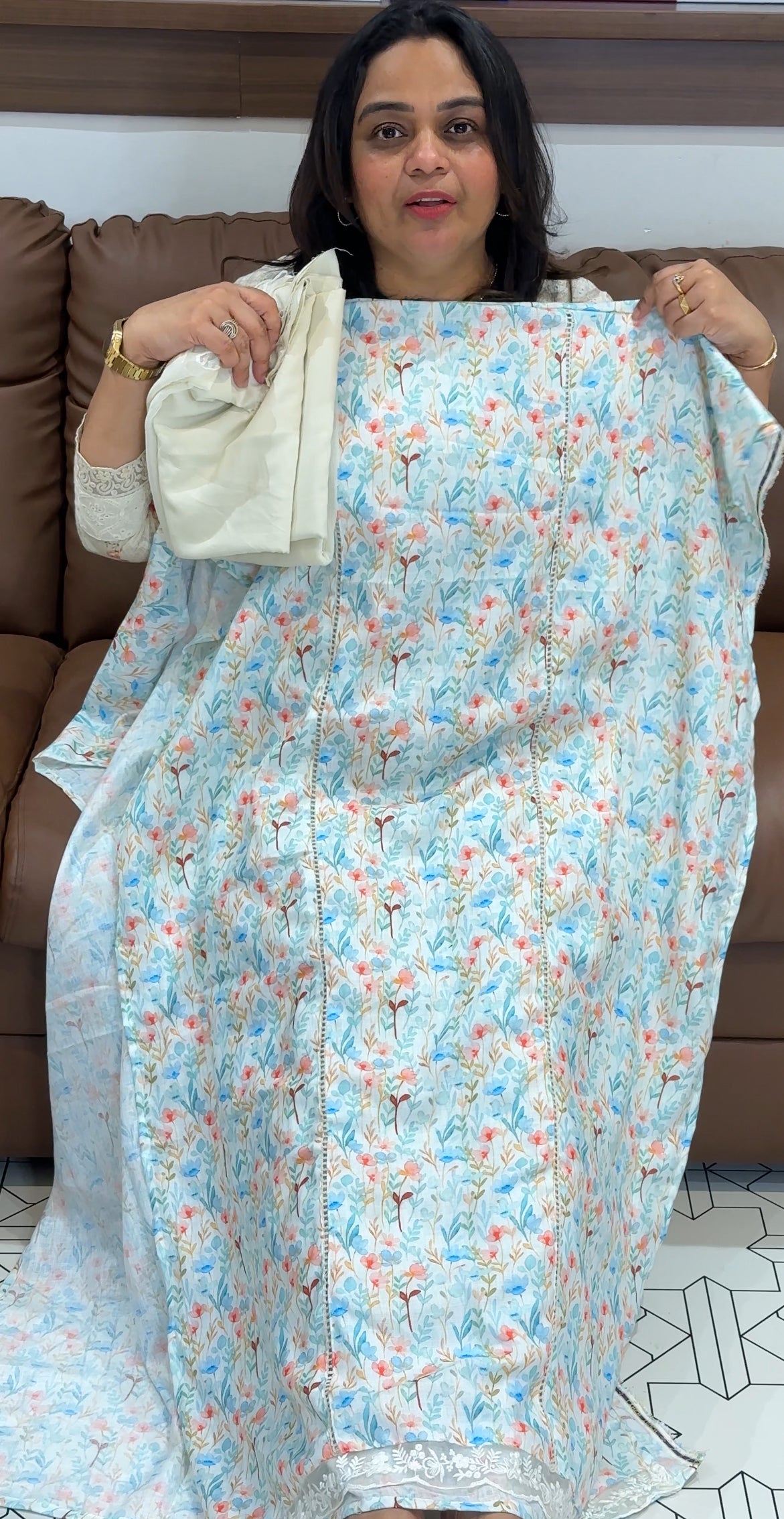 PRINTED LINEN UNSTITCHED SALWAR SUITS - IHA 27787