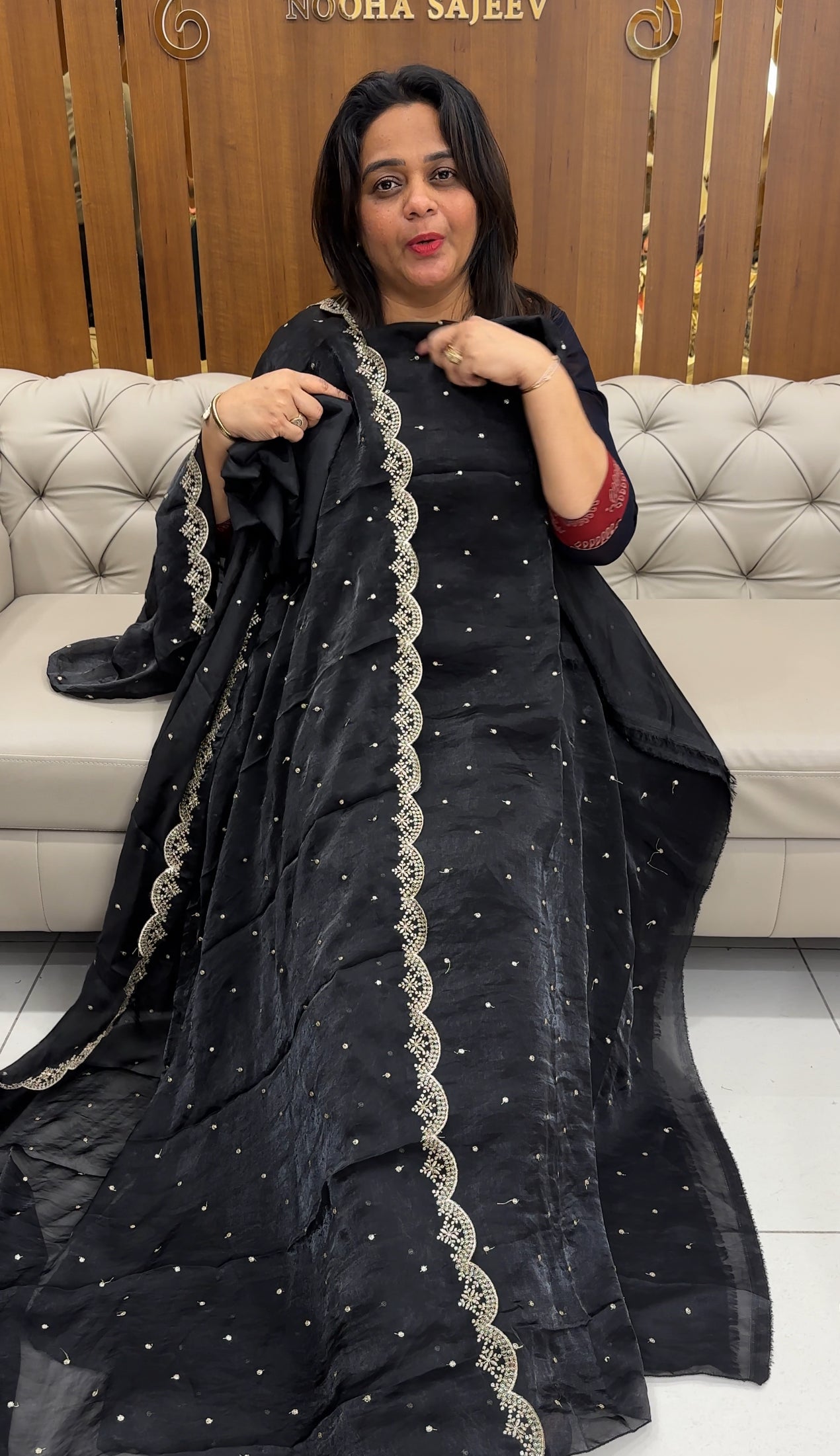 VELVET ORGANZA UNSTITCHED SALWAR SUITS - IHA 25690