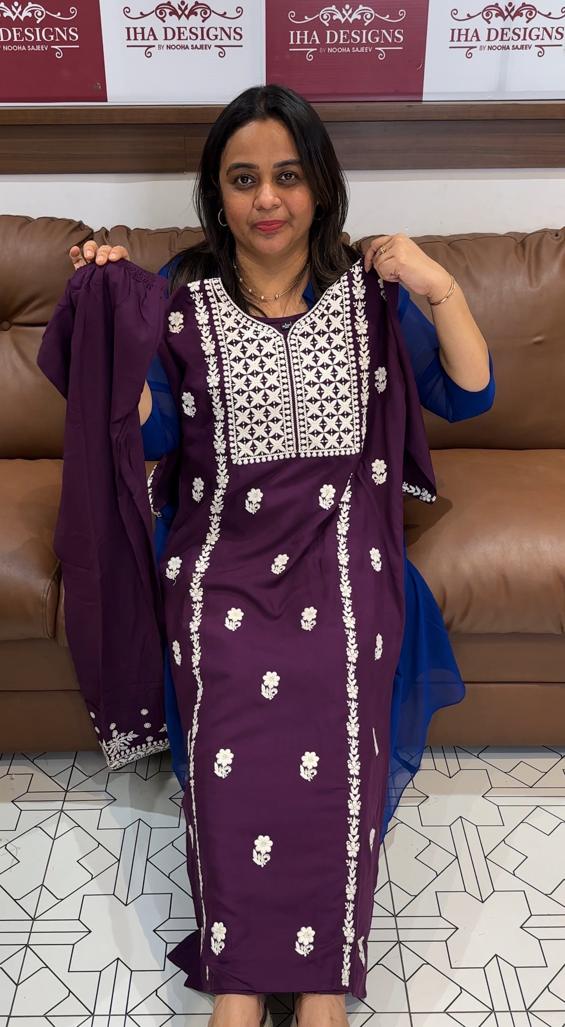 LUCKNOWI CHIKANKARI TOP AND BOTTOM - IHA 27199
