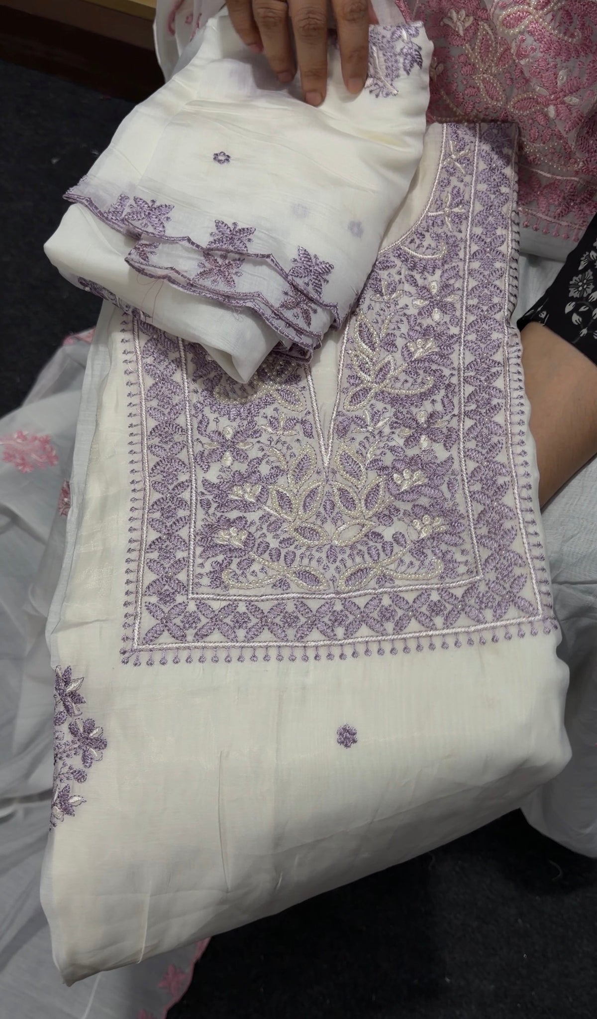 MUL CHANDERI UNSTITCHED SALWAR SUITS - IHA 36074