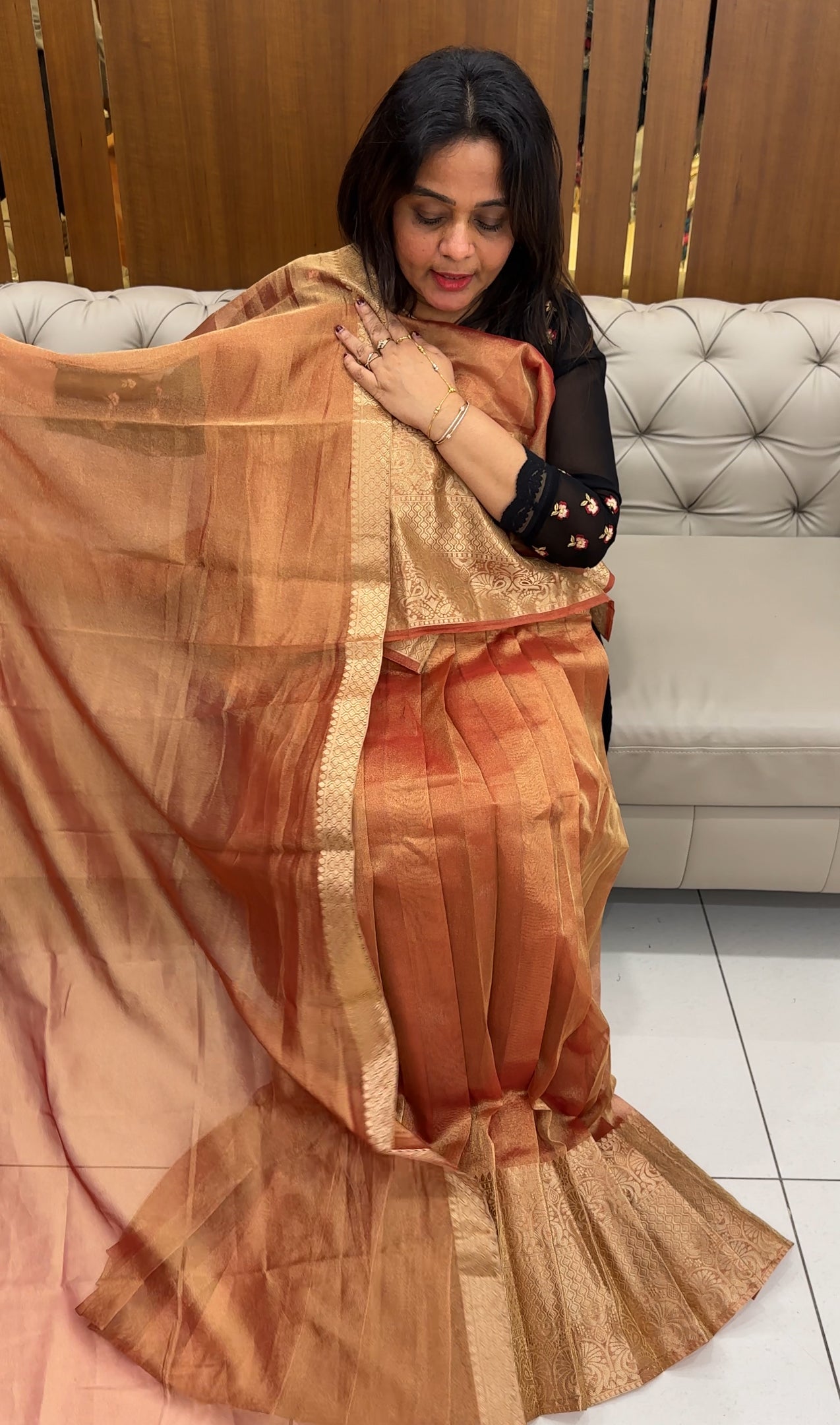 TISSUE SEMI STITCHED DHAVANI SETS - IHA 26000