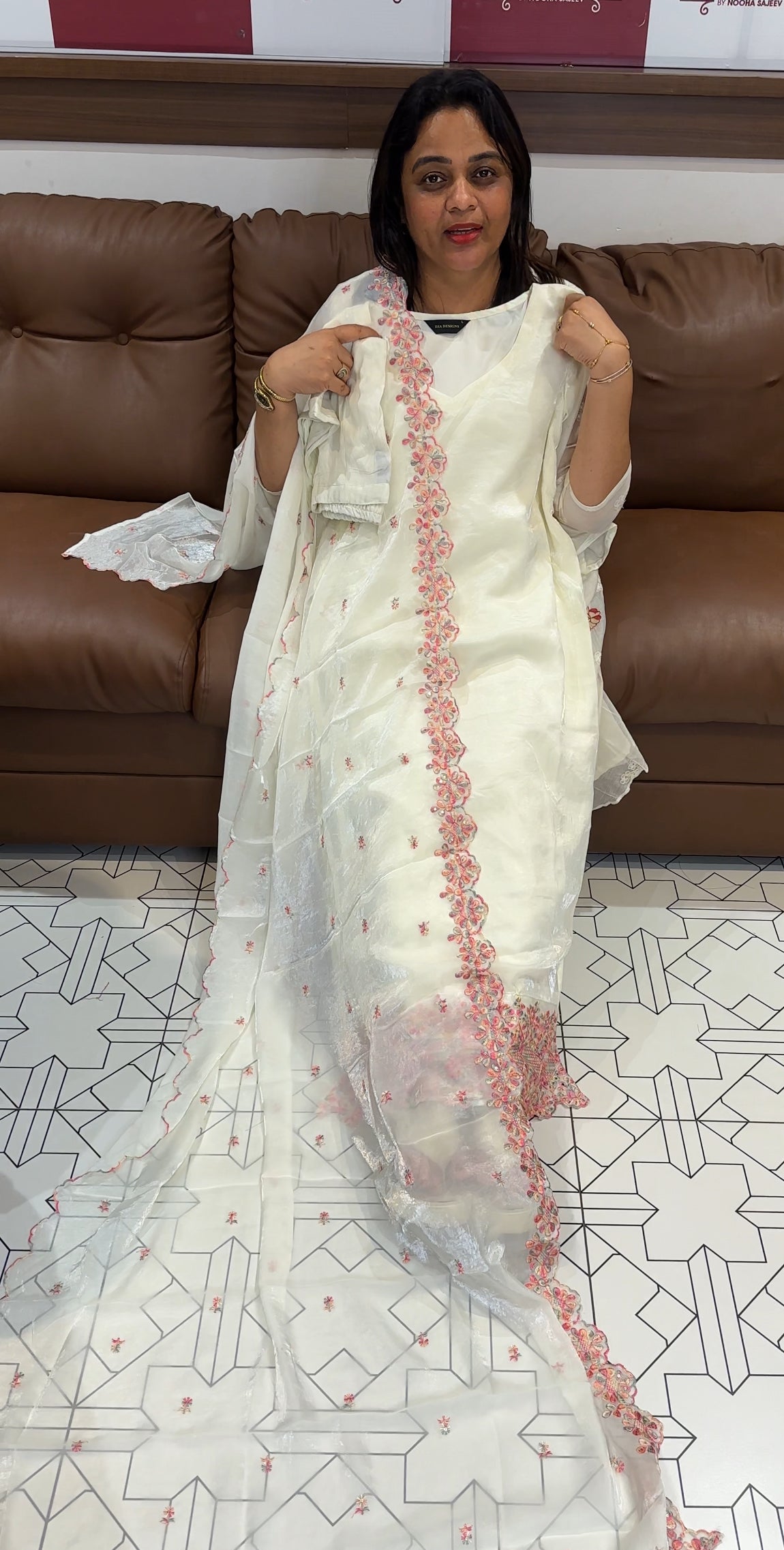 VELVET ORGANZA TOP,BOTTOM AND DUPATTA - IHA 24761